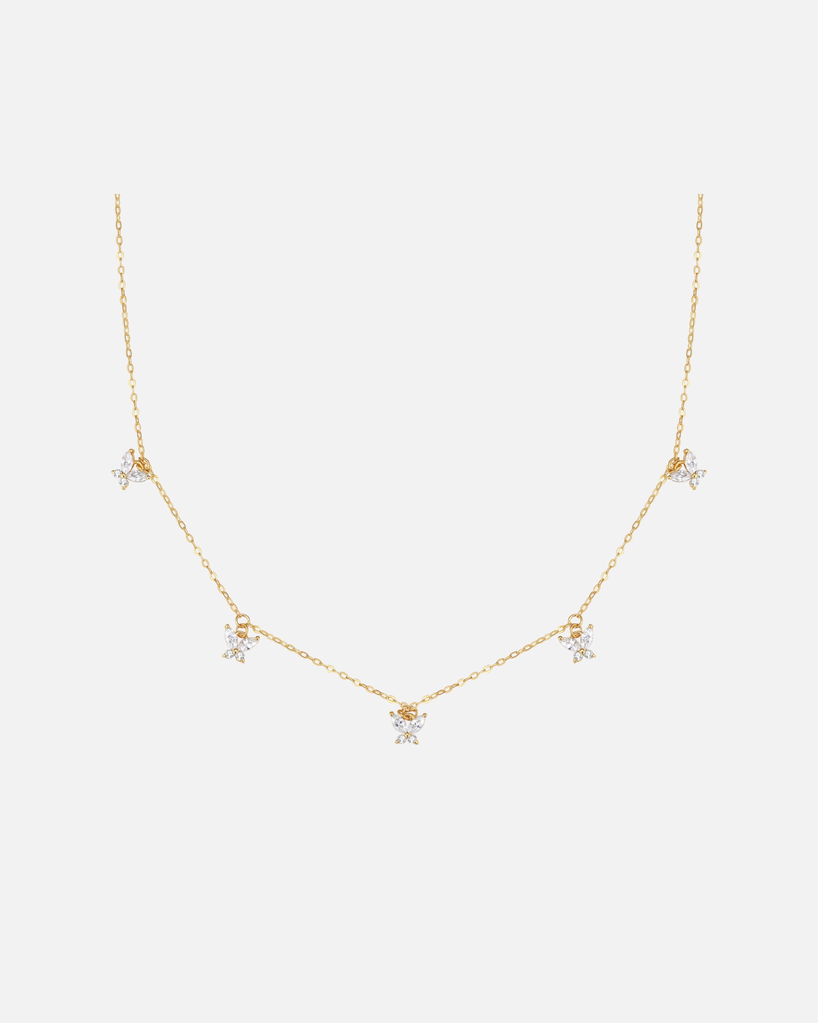 Halskette für Weiblich Hey Happiness Default Brand Line Zarte Schmetterlings-Kette, aus 925 Silber Gold