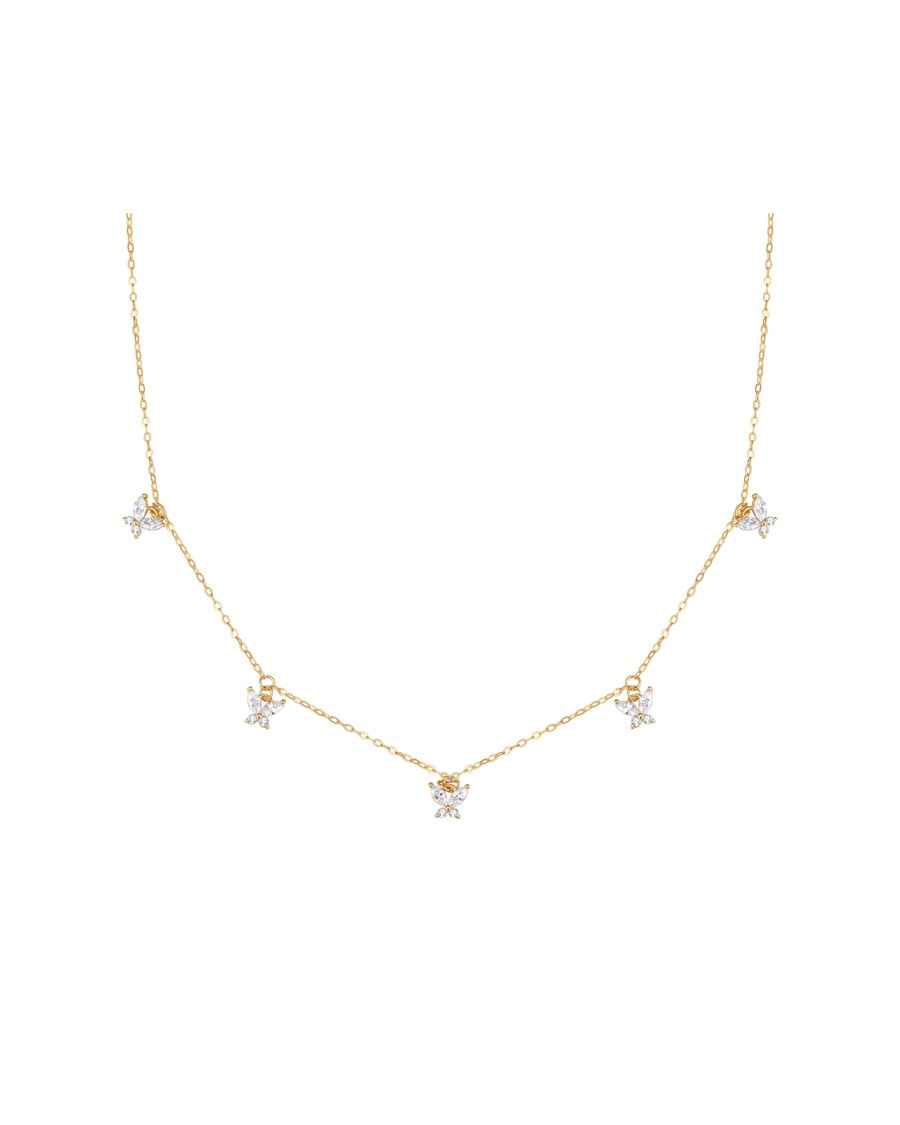 Hey Happiness Zarte Schmetterlings-Kette, aus 925 Silber Gold Hellbraun Damen