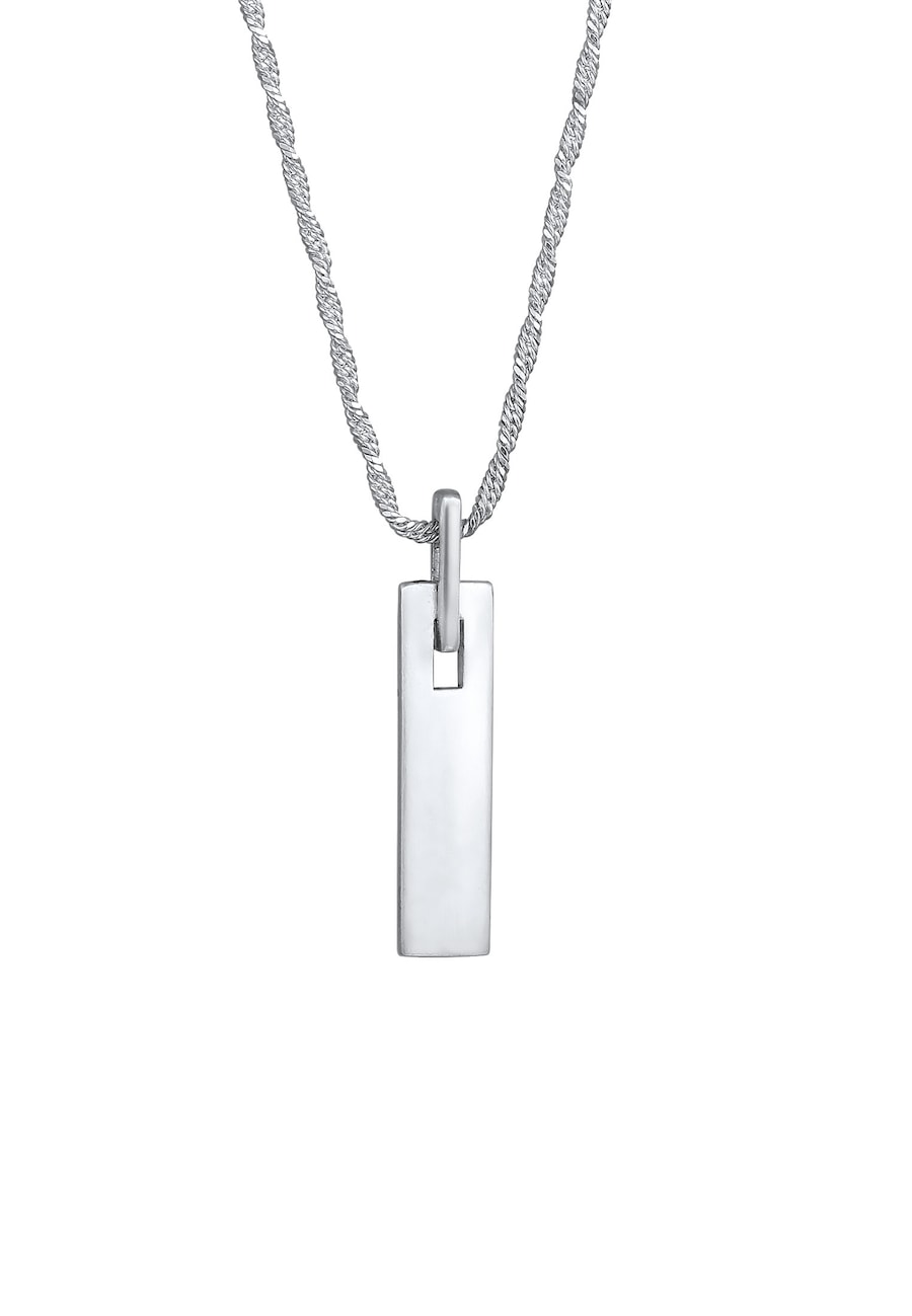 KUZZOI Bar Plättchen Rechteck oxidiert 925 Silber silberfarben Herren
