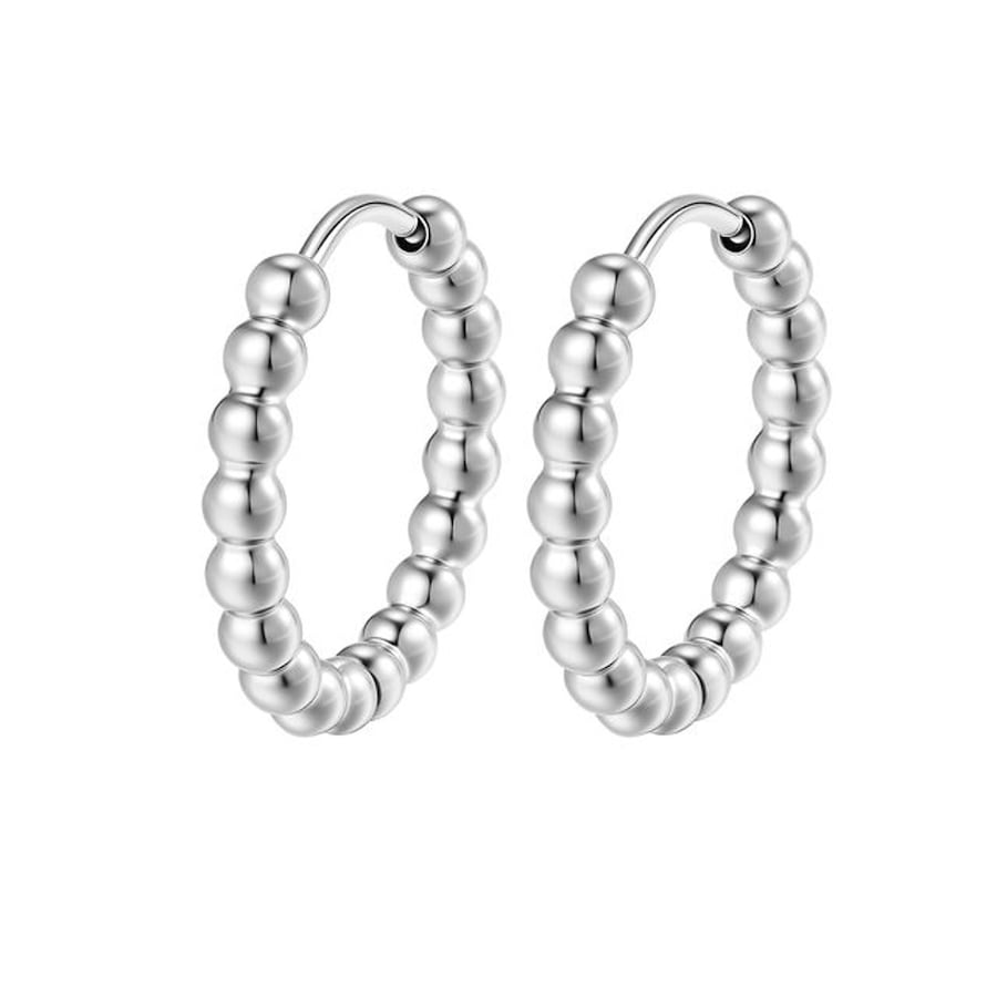 Hey Happiness Perlen Creolen – Edelstahl Ohrringe 12 mm Silber Damen