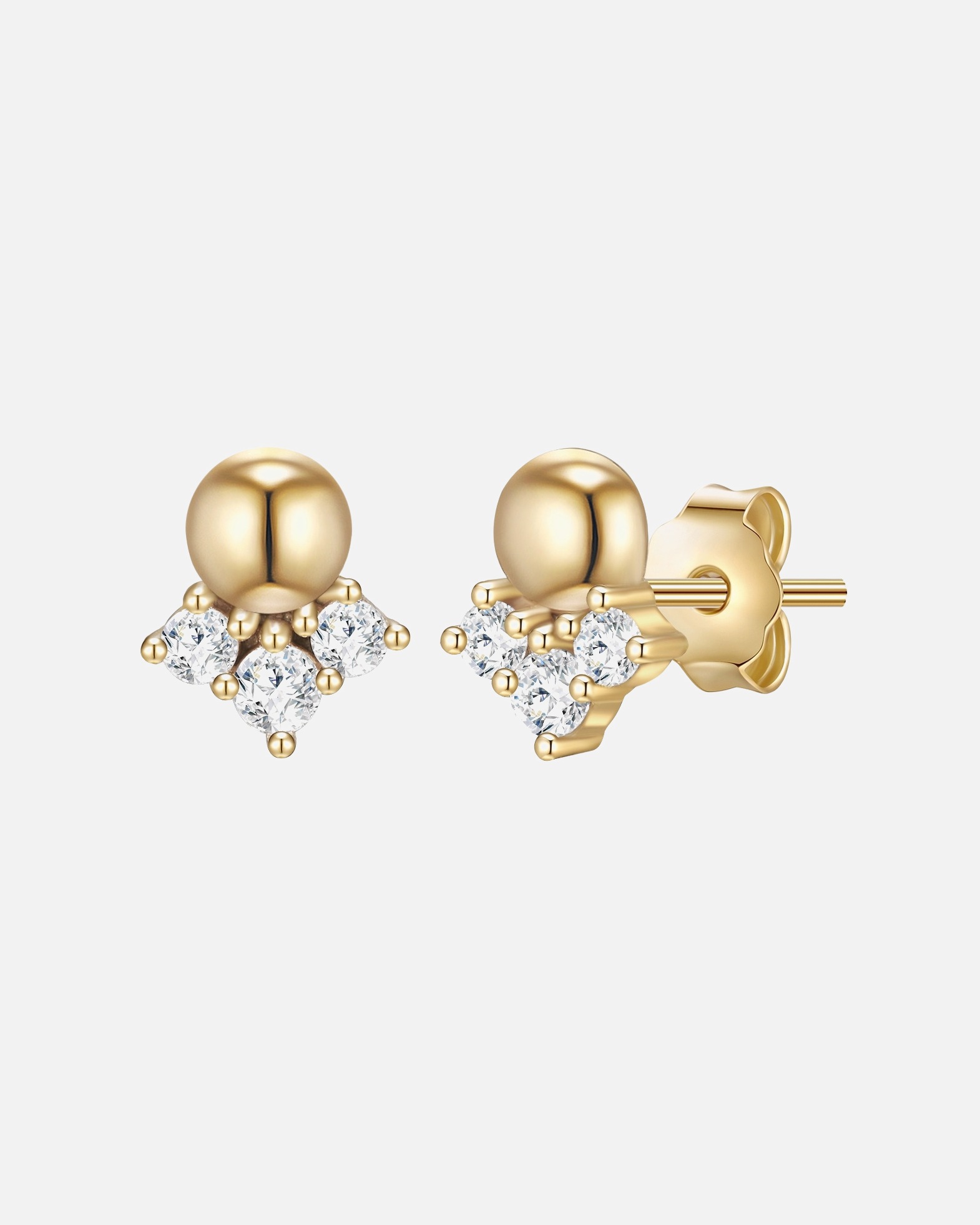 Ohrringe für Weiblich Glanzstücke München Ohrstecker Kugel Sterling Silber Zirkonia in Gelbgold 6,8 mm