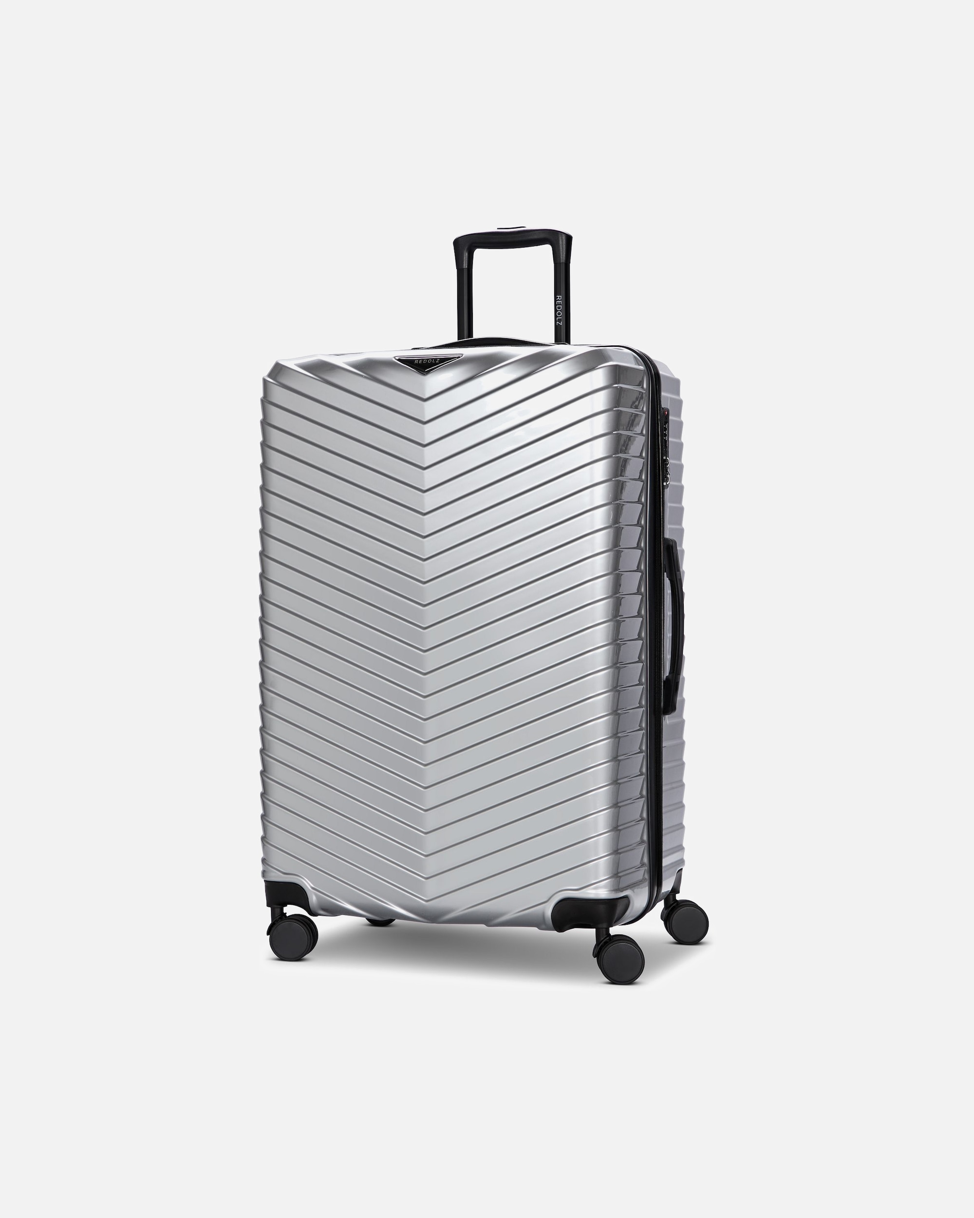 Koffer für Männlich Redolz Essentials 18 4 Rollen Trolley 76 cm mit Dehnfalte Metallic-Silver Shiny