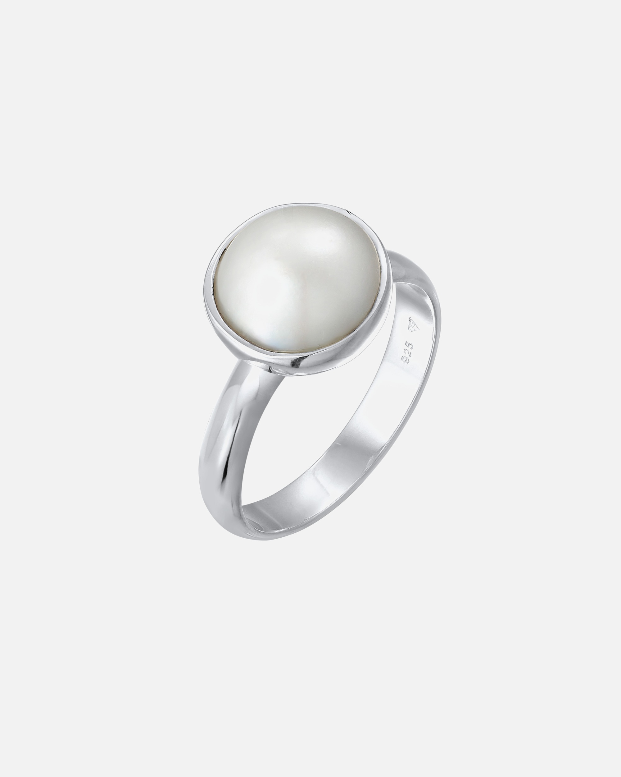 Ring für Weiblich Nenalina Damenring Mabe Perle Klassisch Edel 925 Silber 56