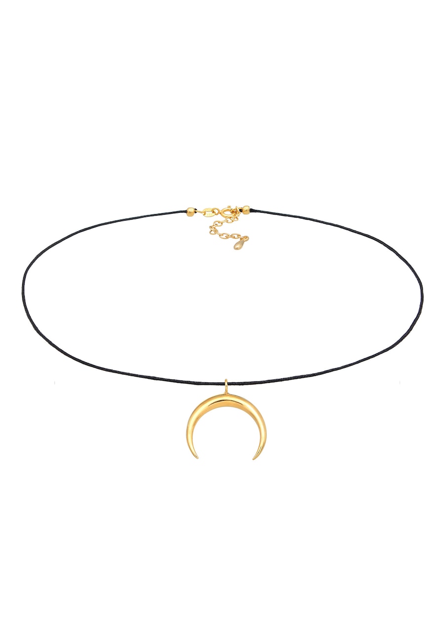 Elli Choker Nylon Halbmond Sichel 925 Silber goldfarben Damen