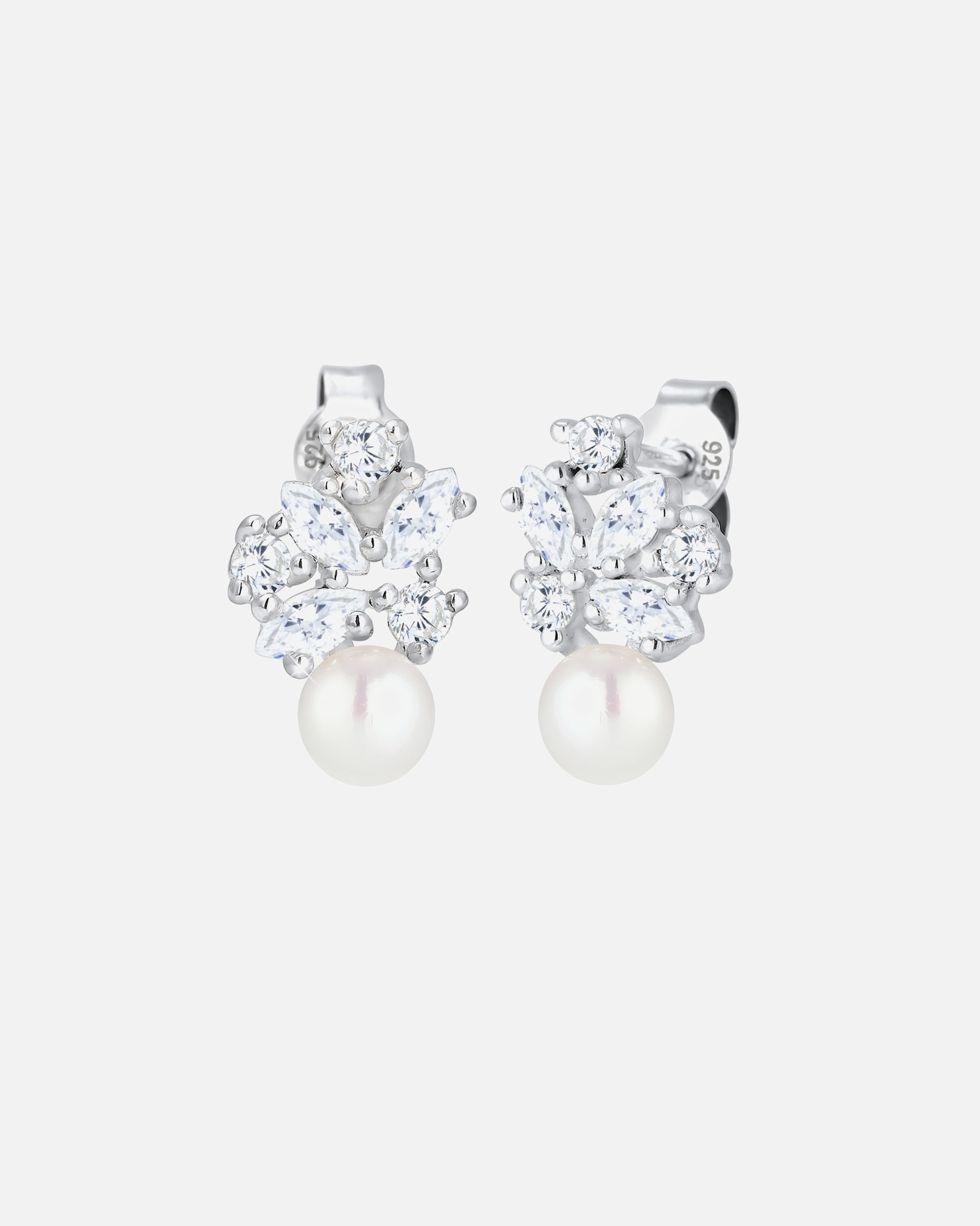 Ohrringe für Weiblich Elli PREMIUM Süßwasserzuchtperle Floral Zirkonia Marquise 925 Silber OneSize