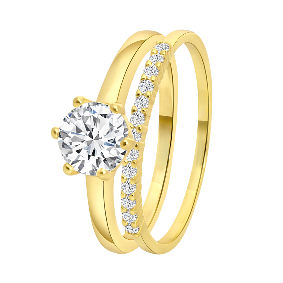 Lucardi Silberring Gold - 57mm Damen