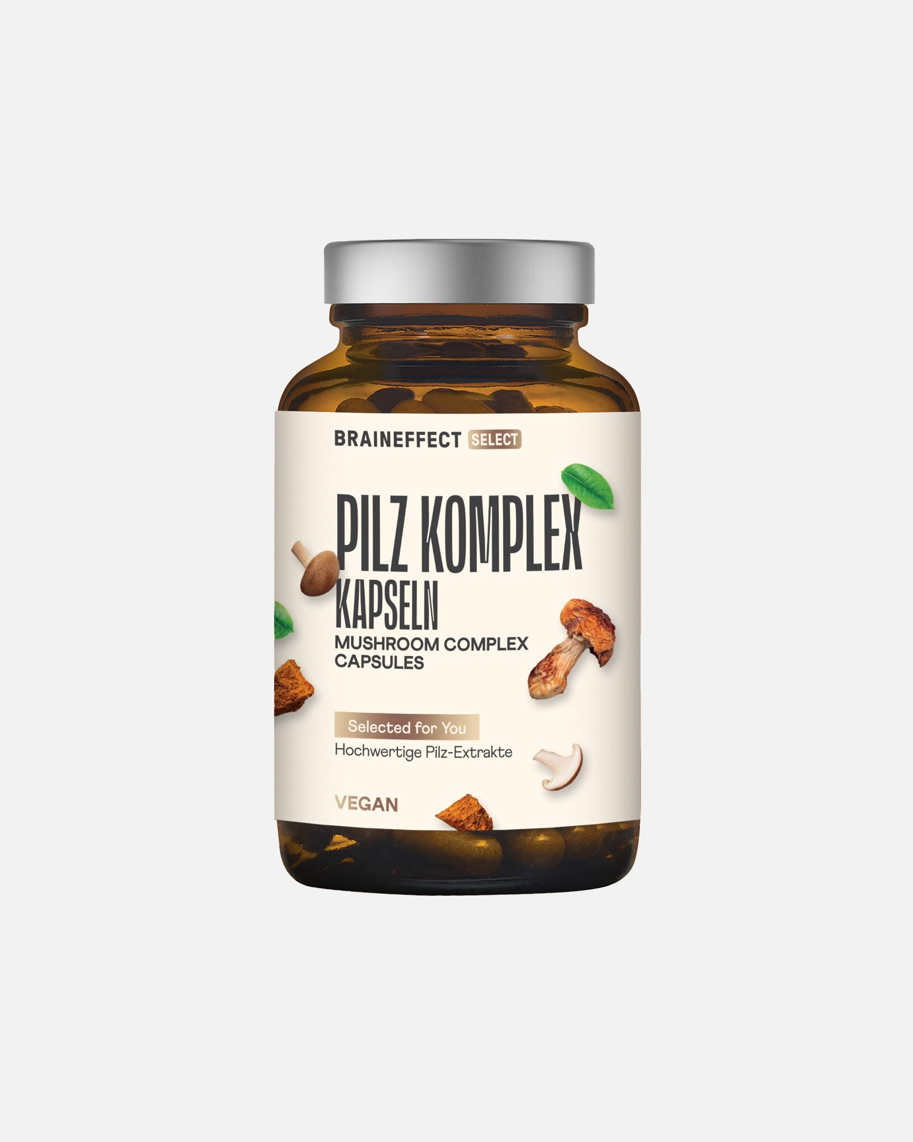 Nahrungsergänzung Energie & Fokus für Unisex BRAINEFFECT PILZ KOMPLEX – Vitalpilz-Komplex mit ausgewählten Pilzarten 120 Kapseln