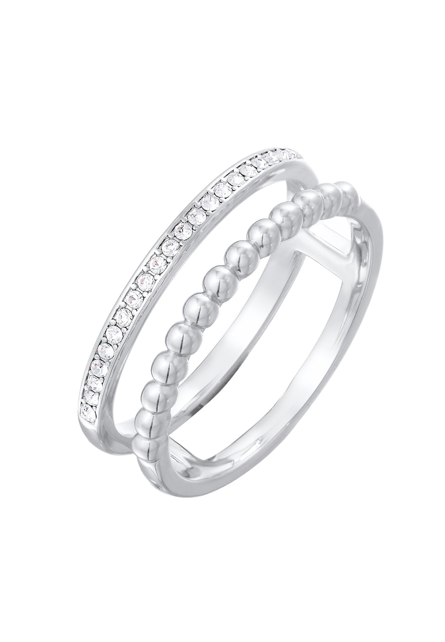 Elli 2-reihig Kristalle Farbe Silber für Damen 58