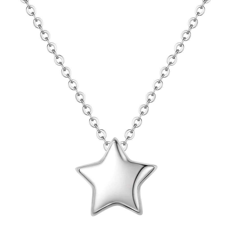 Lulu & Jane Halskette Stern aus Messing in silber mit Zirkonia 40,0 cm Basislänge + 7,0 Verlängerung Damen