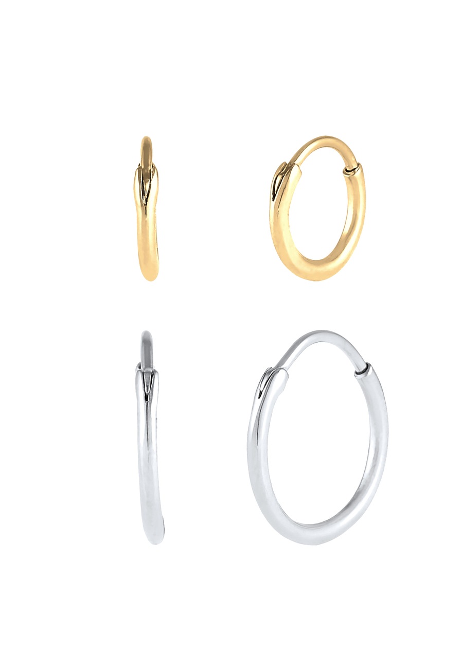 Elli Creolen Set 925 Sterling Silber Zweifarbig Damen