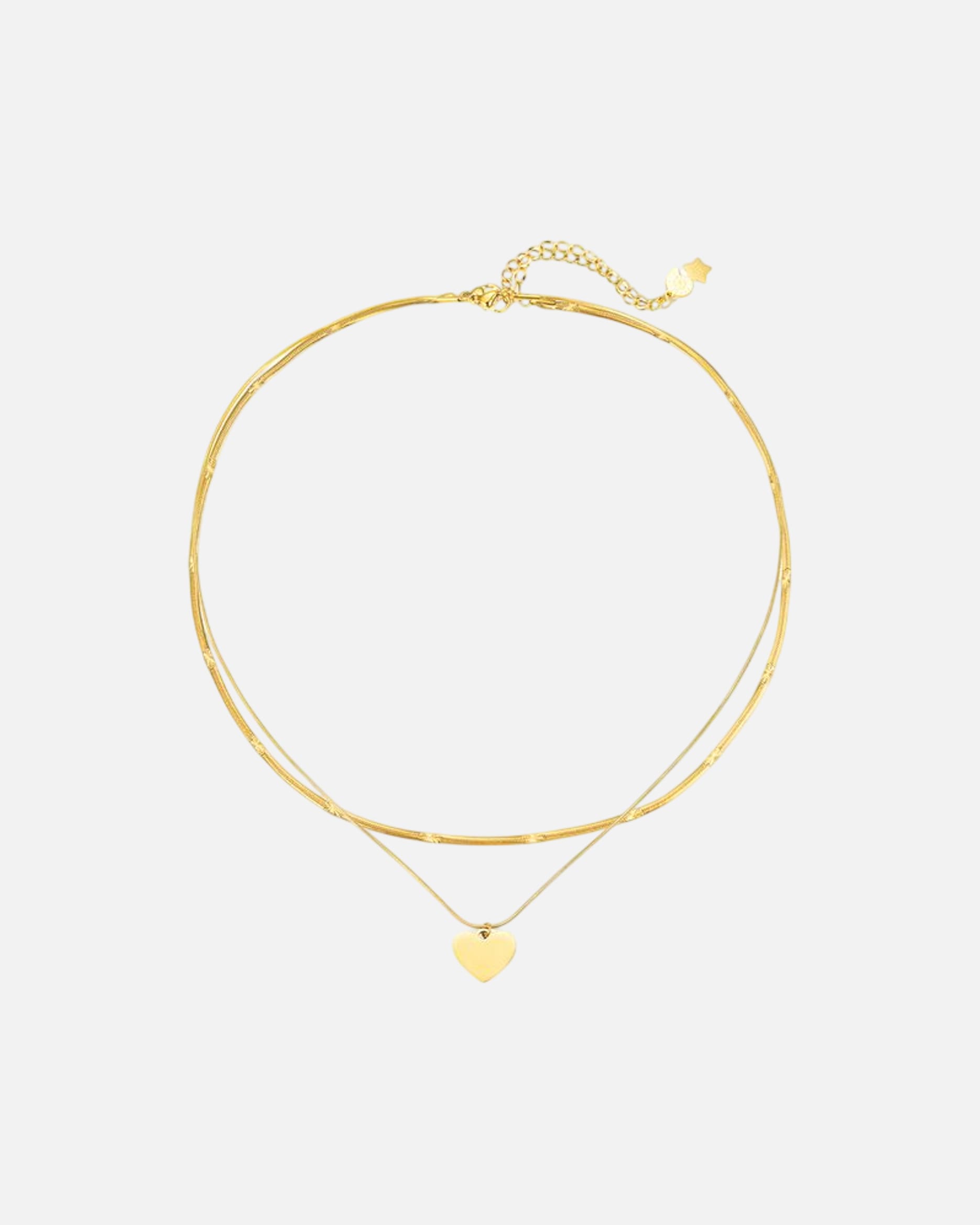 Halskette für Weiblich Hey Happiness Default Brand Line Wasserfeste Herz Halskette & Schlangenkette im Set Gold