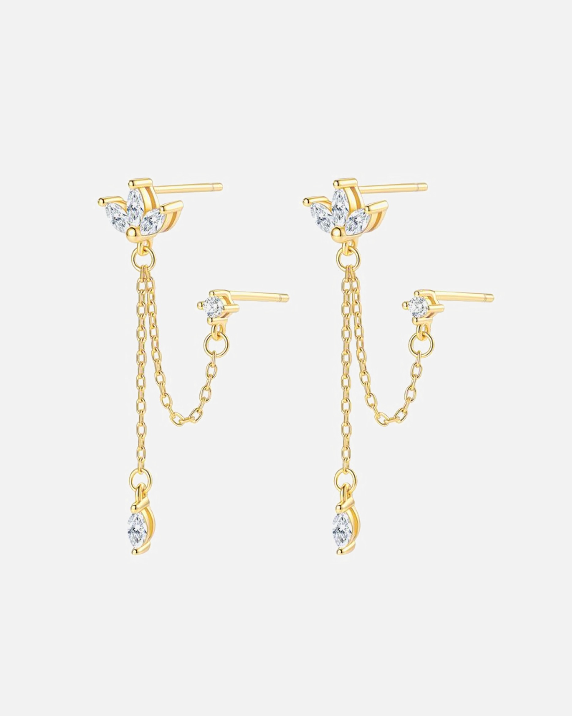 Ohrringe für Weiblich Hey Happiness Default Brand Line Blüten Ohrhänger – 925 Sterling Silber Ohrringe – hypoallergen Gold