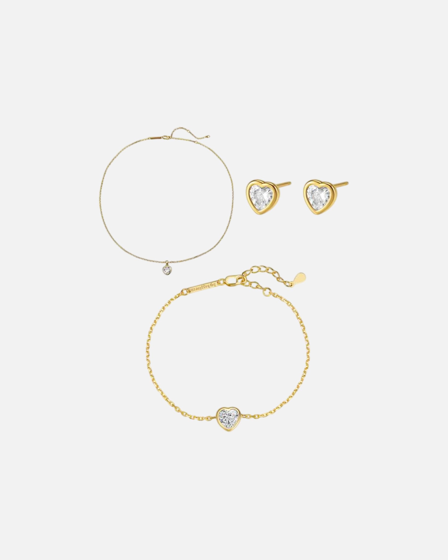 Schmuckset für Weiblich Hey Happiness Default Brand Line Sparkling Heart - Herz Schmuckset 925 Silber Gold