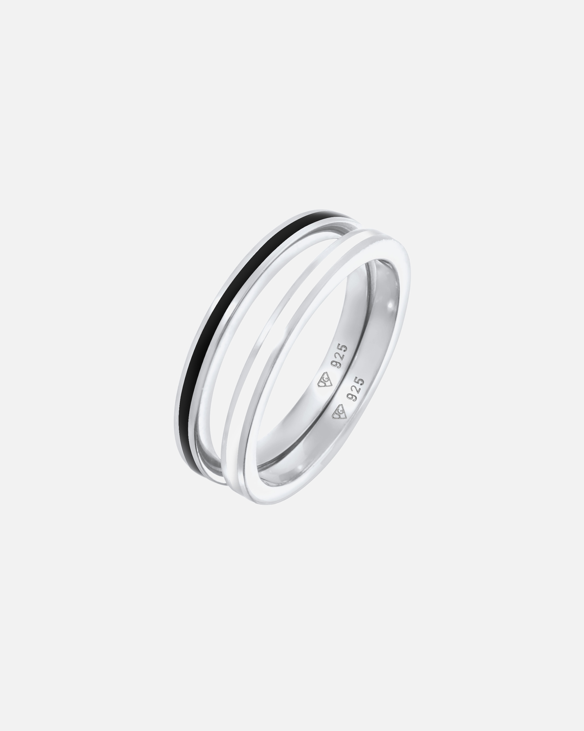 Ring für Weiblich Elli Bandring Basic Emaille 2er Set 925 Silber 52