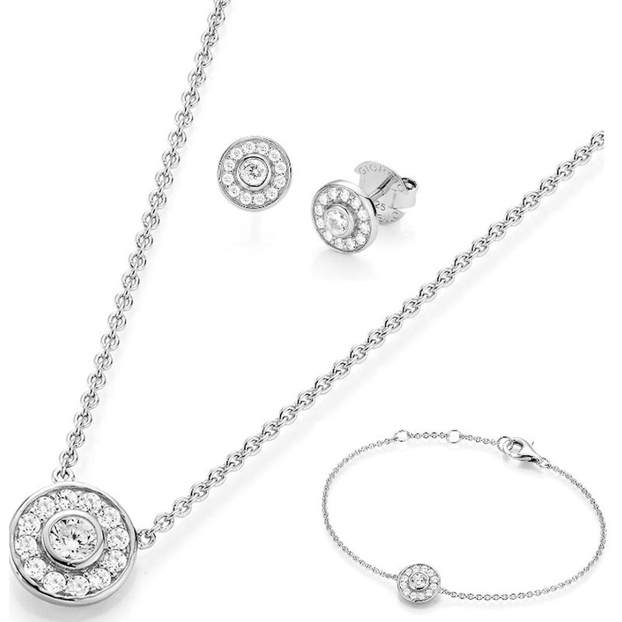 Giorgio Martello Milano Kette 3-teiliges Zirkonia Schmuckset, Silber 925 Onesize Damen