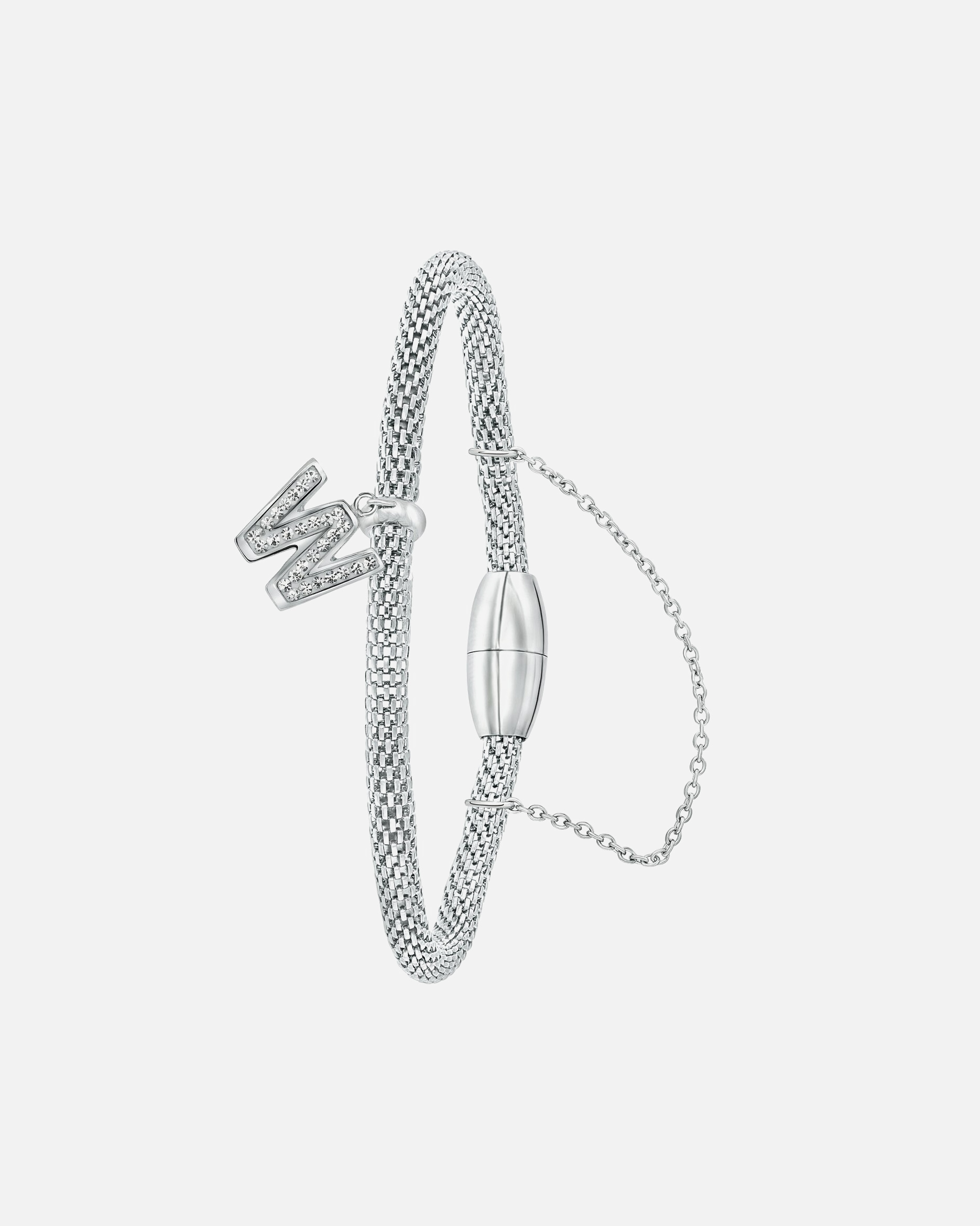 Armband für Weiblich Lucardi Armband 'Buchstabe N' Stahl 18.5cm Silber - w