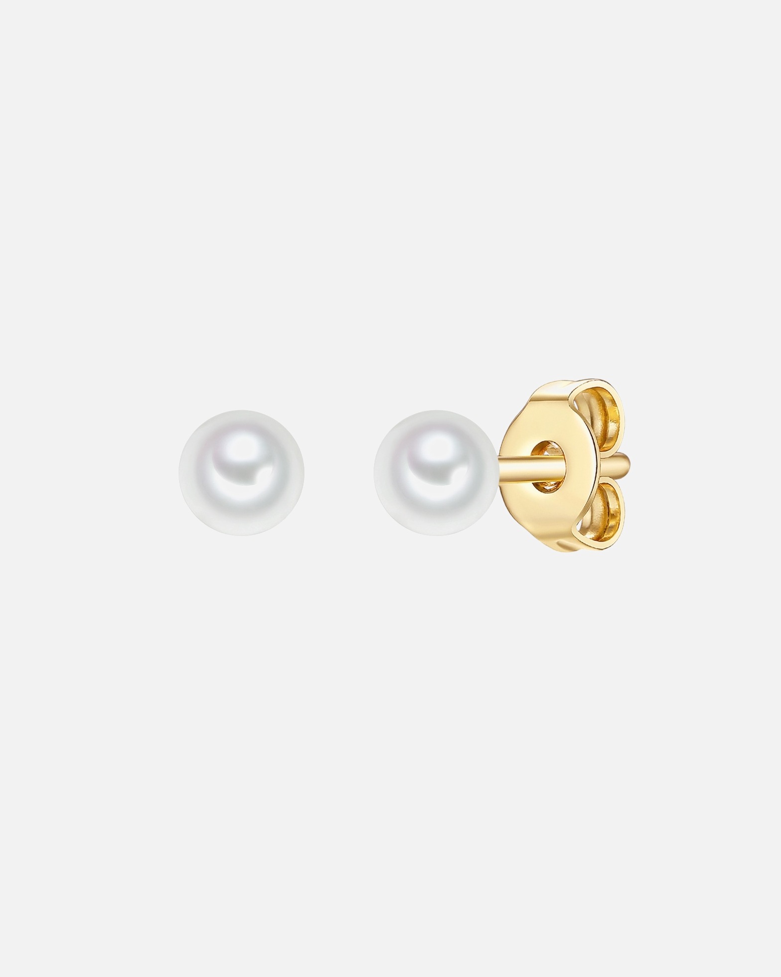 Ohrringe für Weiblich Trilani Ohrstecker Sterling Silber Muschelkernperle in Gelbgold 4,4 mm