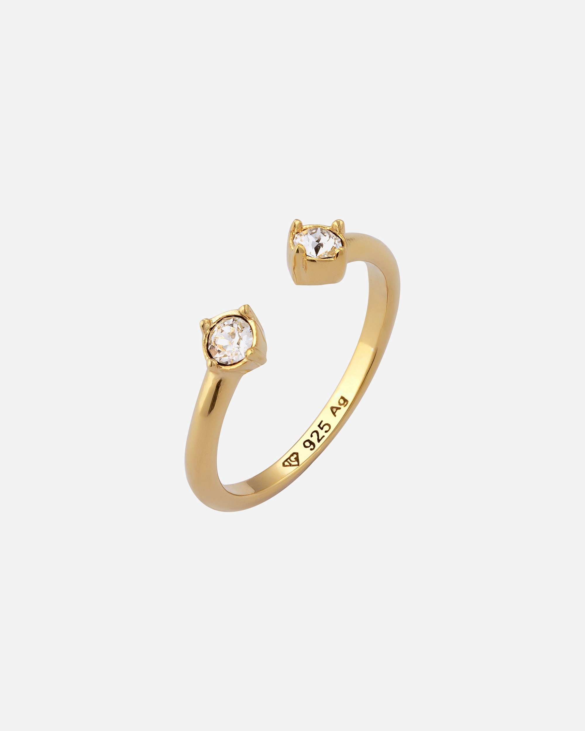 Ring für Weiblich Elli Offen Gestaltet mit Weiß 925 Sterling Silber vergoldet, mit Kristallen von Swarovski® 56