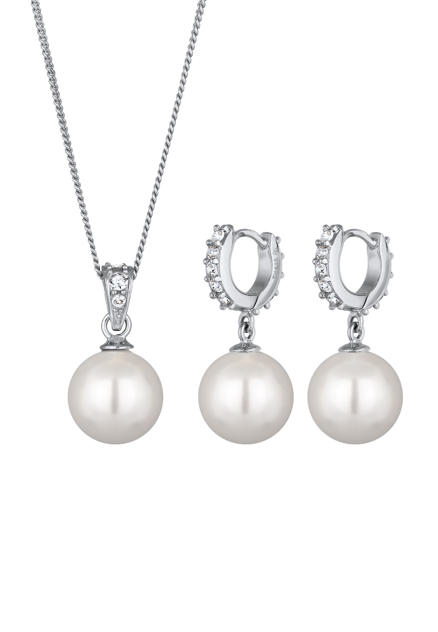 Elli Muschelkernperlen Weiß Glas Kristalle 925 Sterling Silber silberfarben Damen