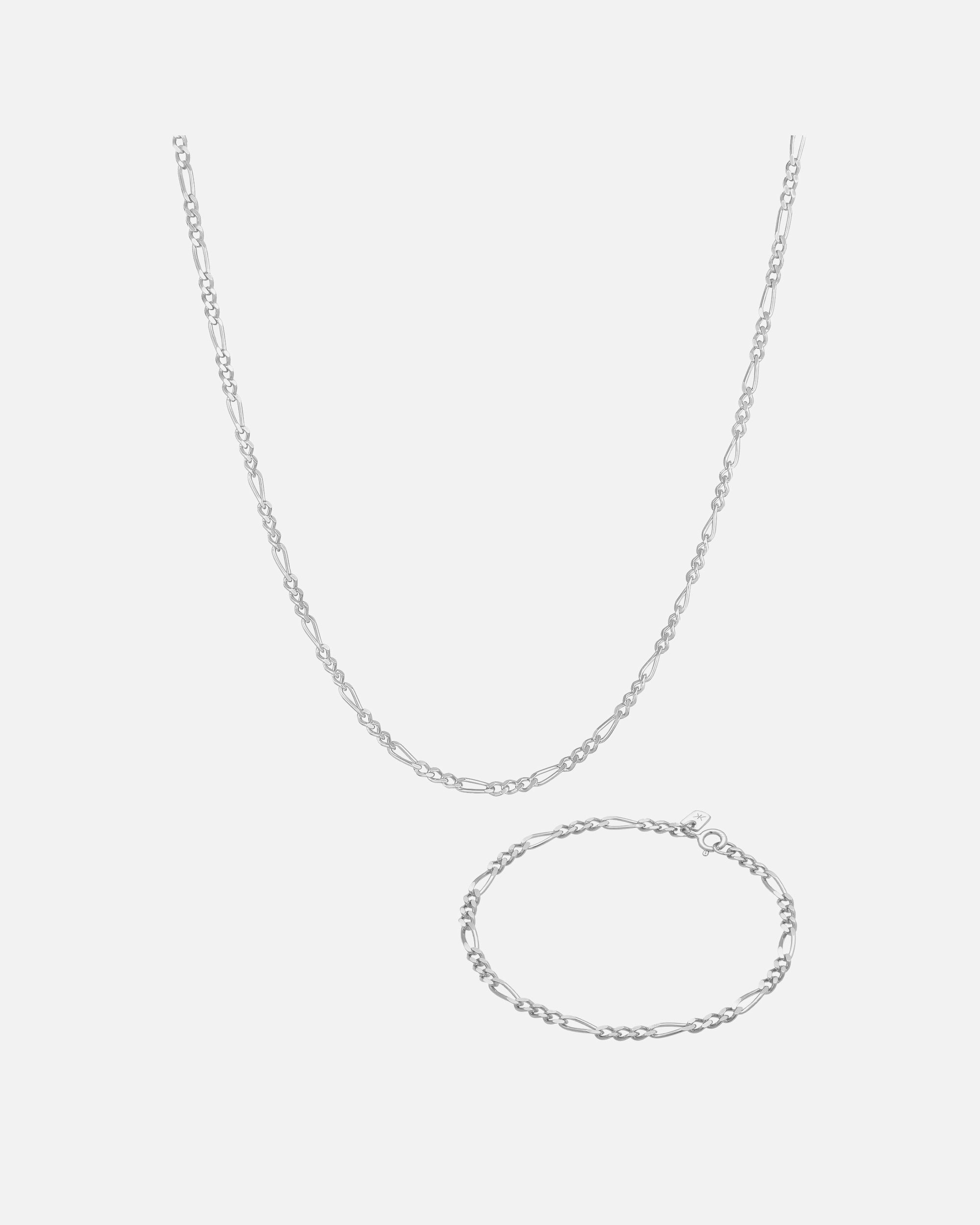 Schmuckset für Männlich KUZZOI Kette Armband Herren Figaro Design 925 Sterling Silber silberfarben