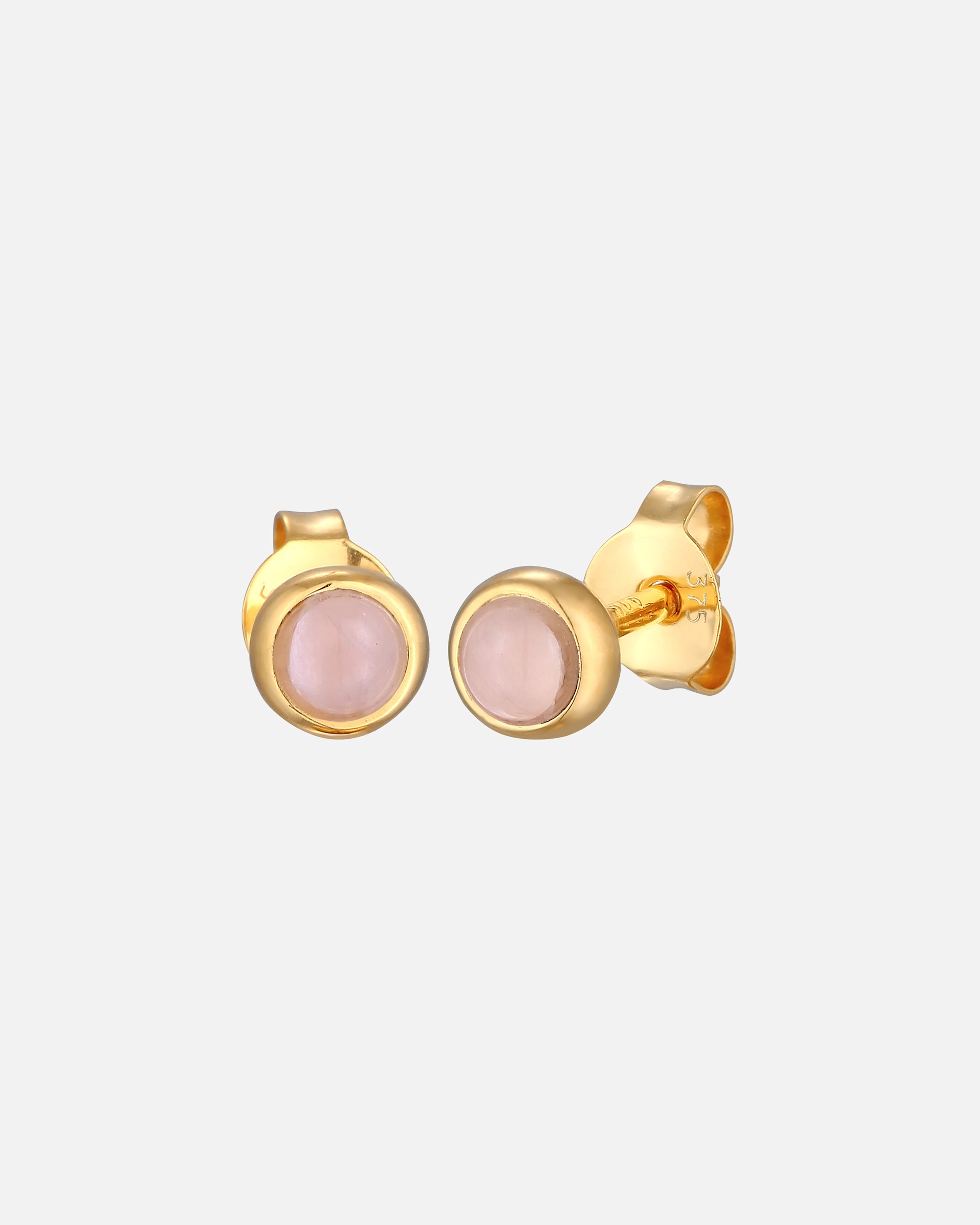 Ohrringe für Weiblich Elli PREMIUM Rosa Quarz Solitär Edelstein 375 Gelbgold OneSize