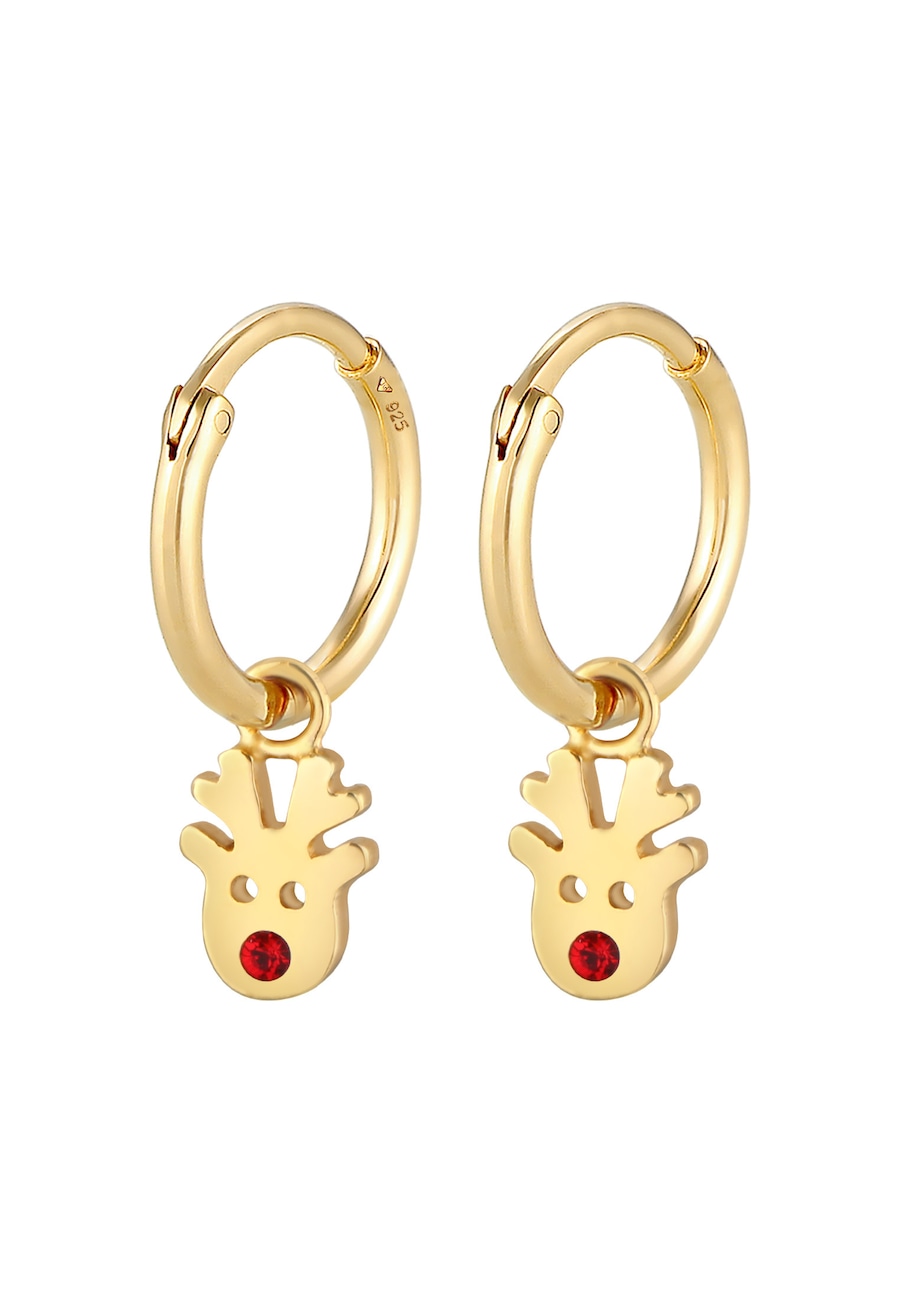 Elli Creolen Rentier 925 Silber, mit Kristallen von Swarovski goldfarben Damen