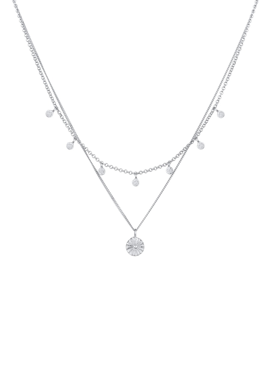 Elli Layer Plättchen Disc Sonne 925 Silber Weiß Damen