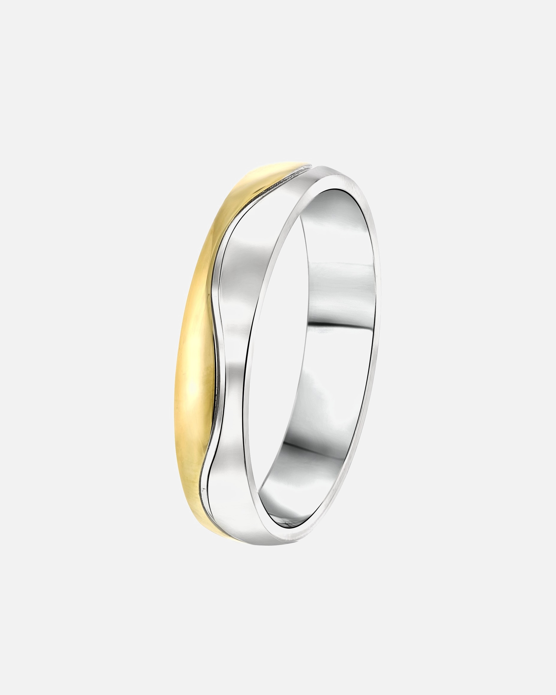 Ring für Männlich Lucardi Ringe 'Valletta' Stahl - silbern-goldfarbig 58mm