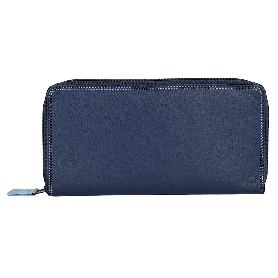 Mywalit Large Double Zip Around Purse Geldbörse Leder 18 cm royal Schwarz Damen
