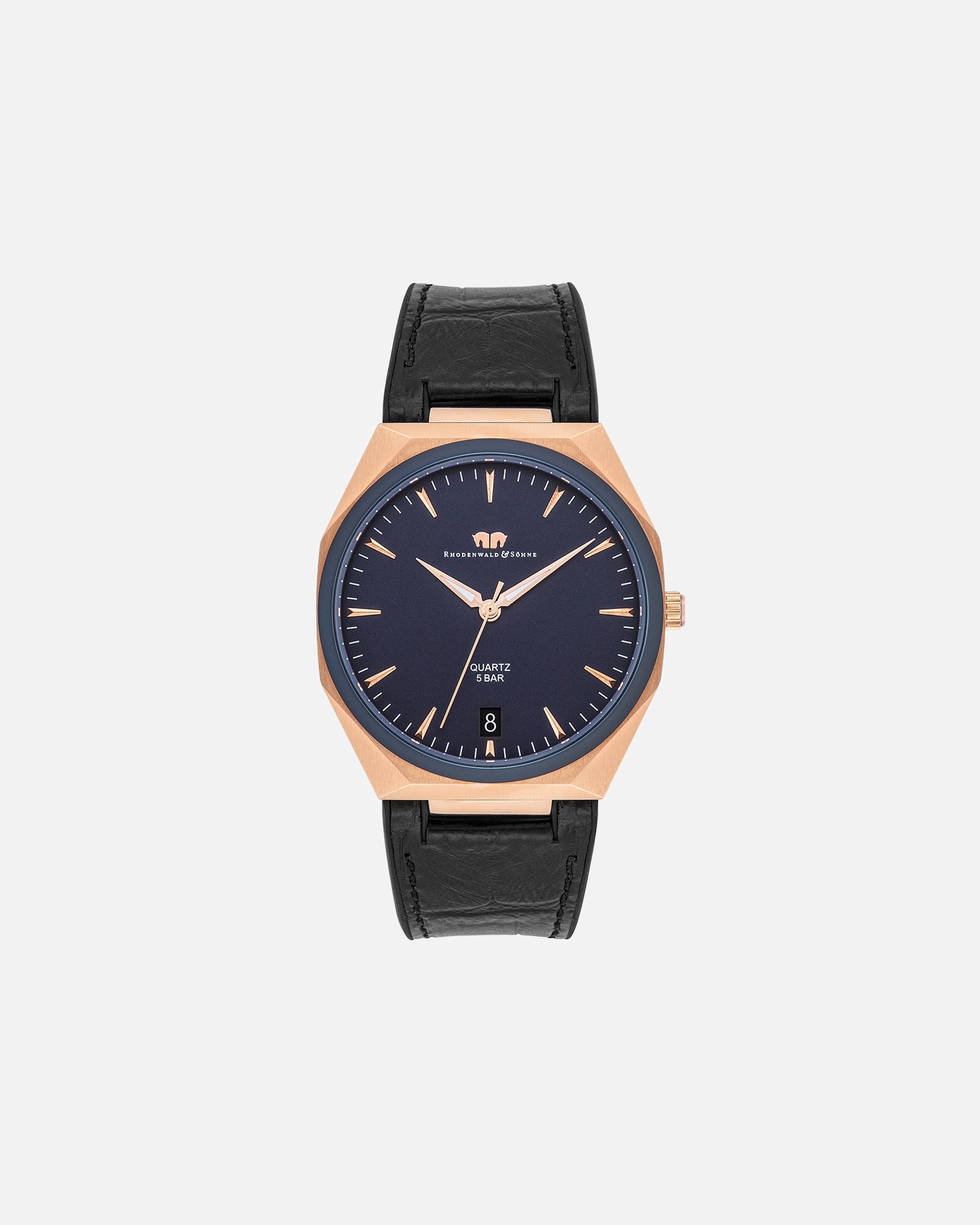 Uhr für Männlich Rhodenwald & Söhne Armband-Uhr Cooledge aus Echtleder/Silikon in roségold 42,0 mm