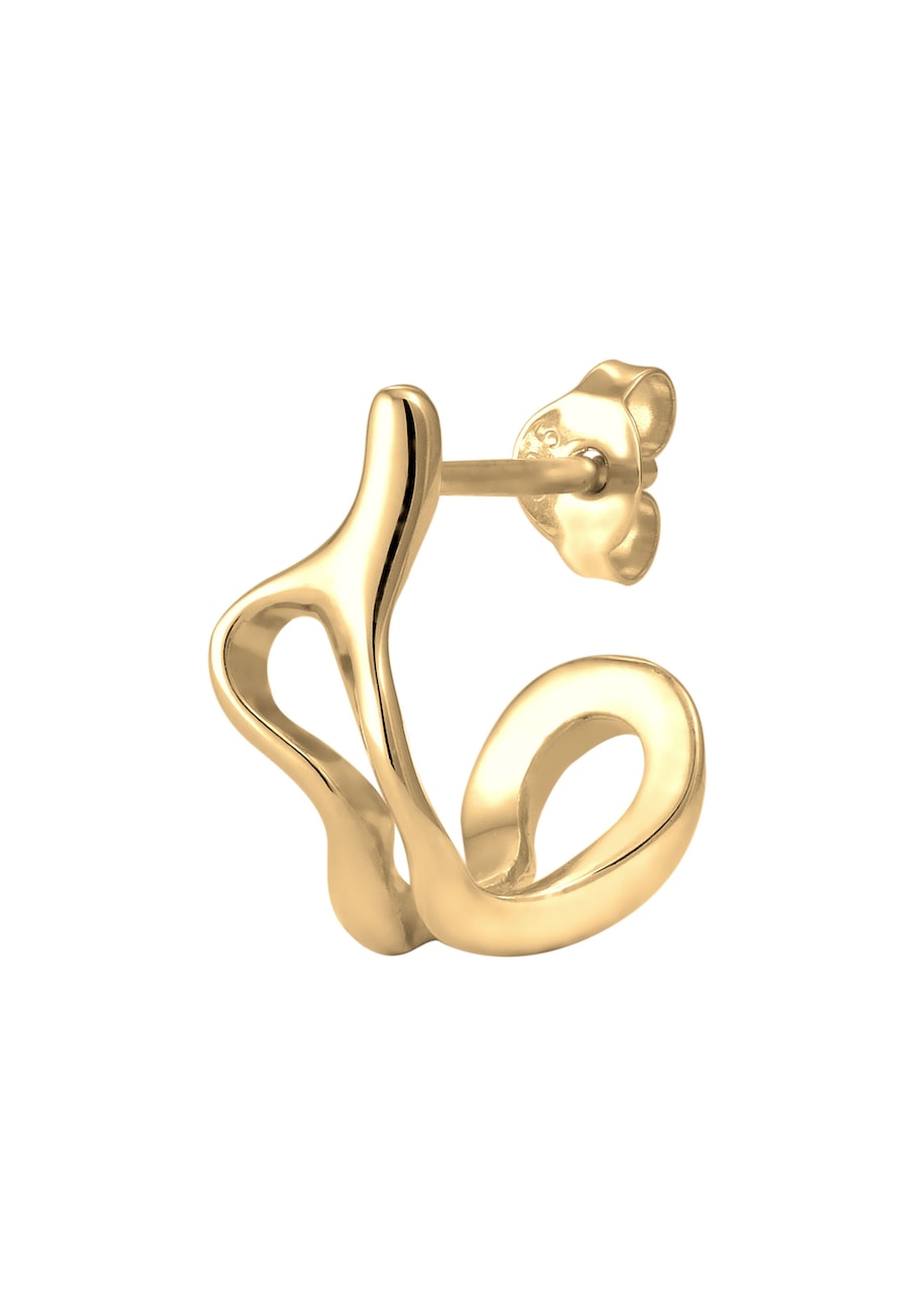 KUZZOI Ohrstecker Single Halbcreole 925 Sterling Silber goldfarben Herren