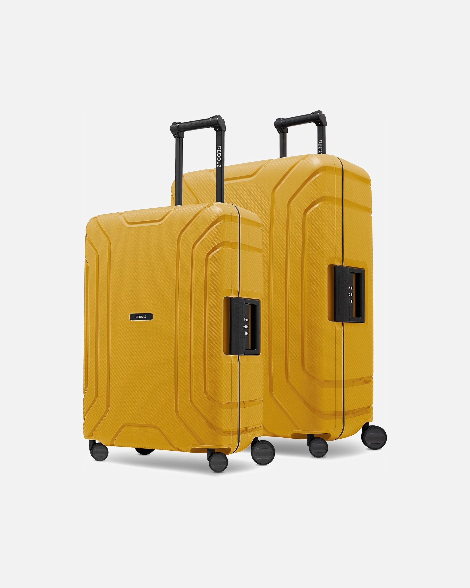 Koffer für Männlich Redolz Essentials 15 4-Rollen Kofferset M+L mit Dreipunktverschluss dark yellow