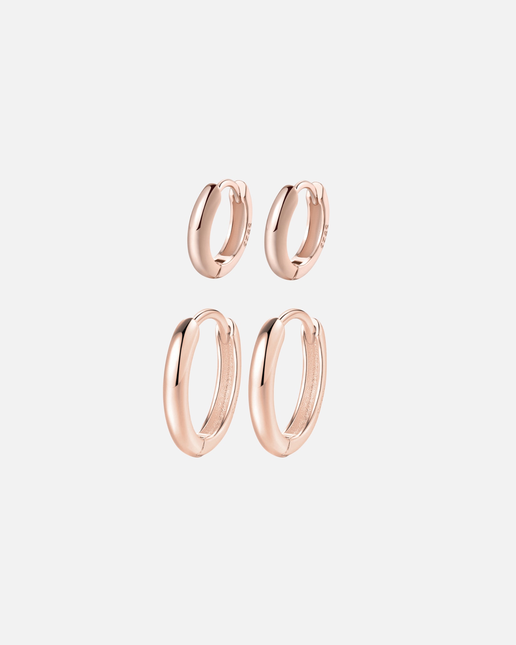 Creolen für Weiblich Hey Happiness Default Brand Line Creolen-Set 2-teilig 925 Sterlingsilber – Kleine & große Hoops Rosegold