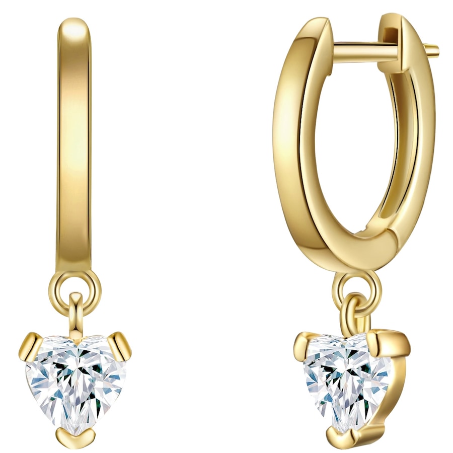 Lulu & Jane Creolen Herz aus Messing in Gelbgold mit Zirkonia 16,6 mm Damen