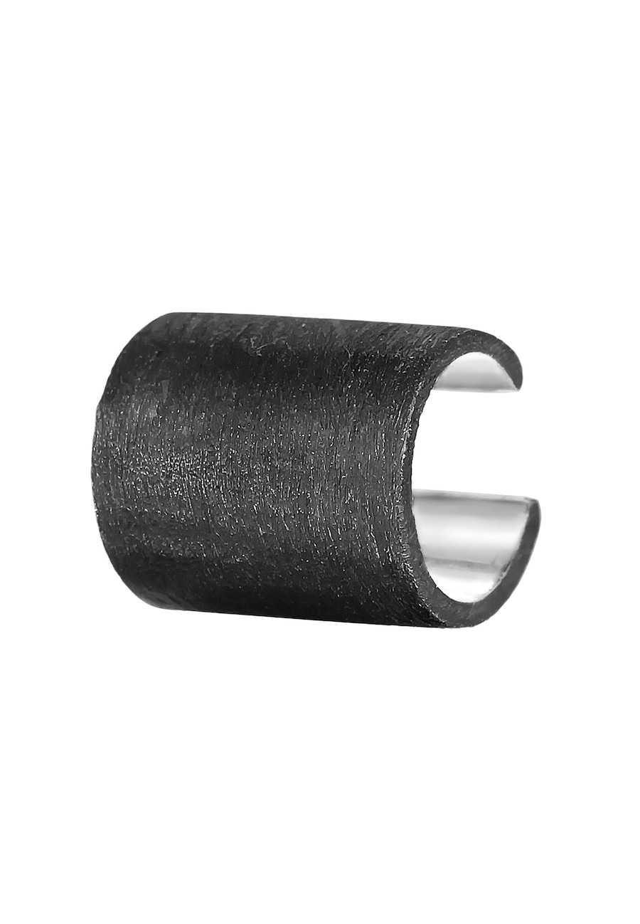KUZZOI Earcuff Single Breit 925 Silber Schwarz Herren