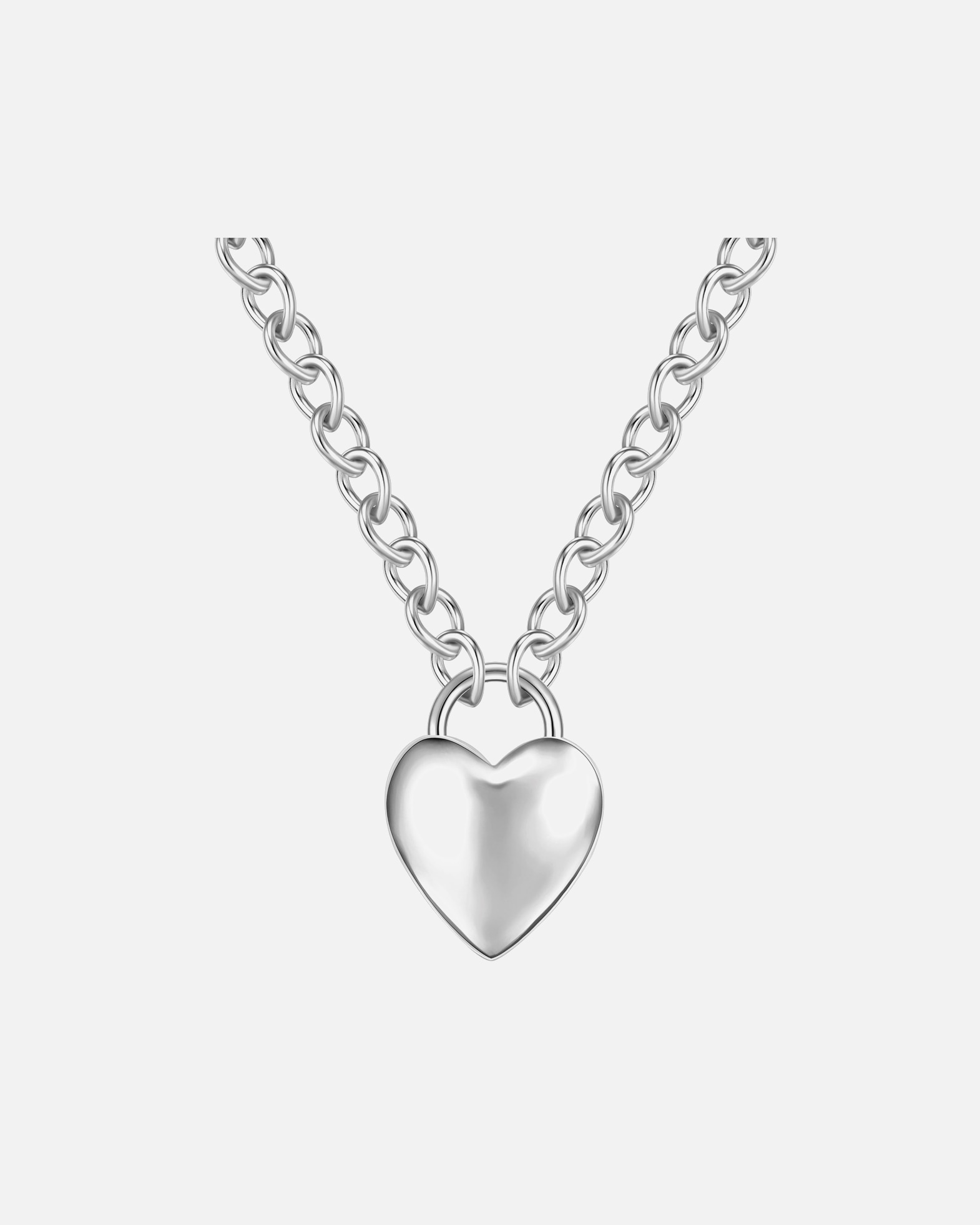 Halskette für Weiblich Yokoamii Halskette Herz aus Messing in silber 48,0 cm Basiskette + 5,0 cm Verlängerung