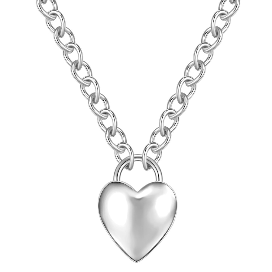 Yokoamii Halskette Herz aus Messing in silber 48,0 cm Basiskette + 5,0 Verlängerung Damen