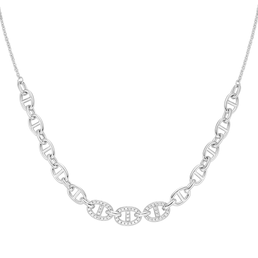 Giorgio Martello Milano Collier Mittelteil Gliederkette, mit Zirkonia, Silber 925 45 cm Damen