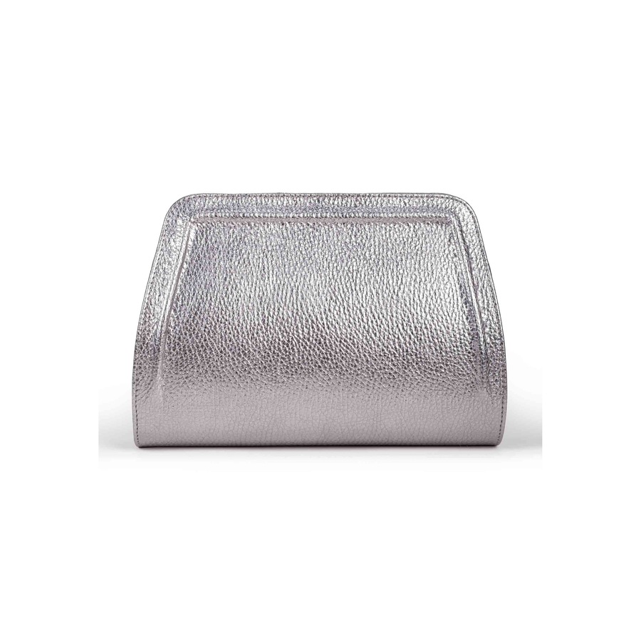 Gretchen Abendtasche Lyra Clutch Two aus italienischem Kalbsleder silber/genarbt