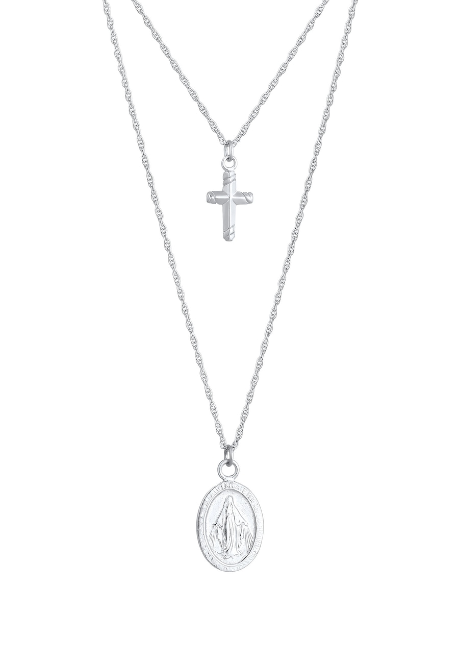 Elli Layering Kreuz Marienbild Zweireihig 925 Silber silberfarben Damen