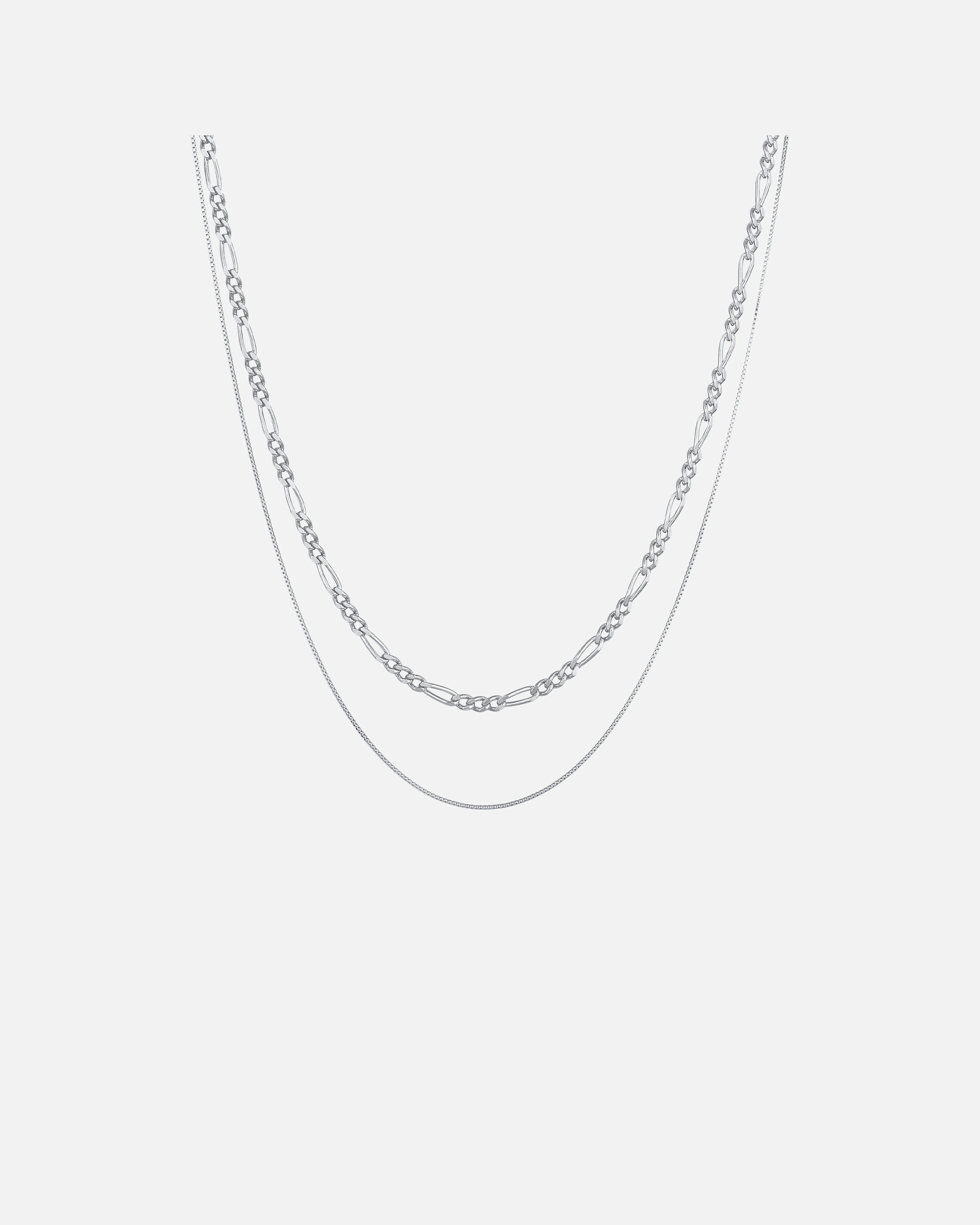 Halskette für Männlich KUZZOI KUZZOI Halskette Herren Ketten Set Figaro Venezia 925 Silber silberfarben