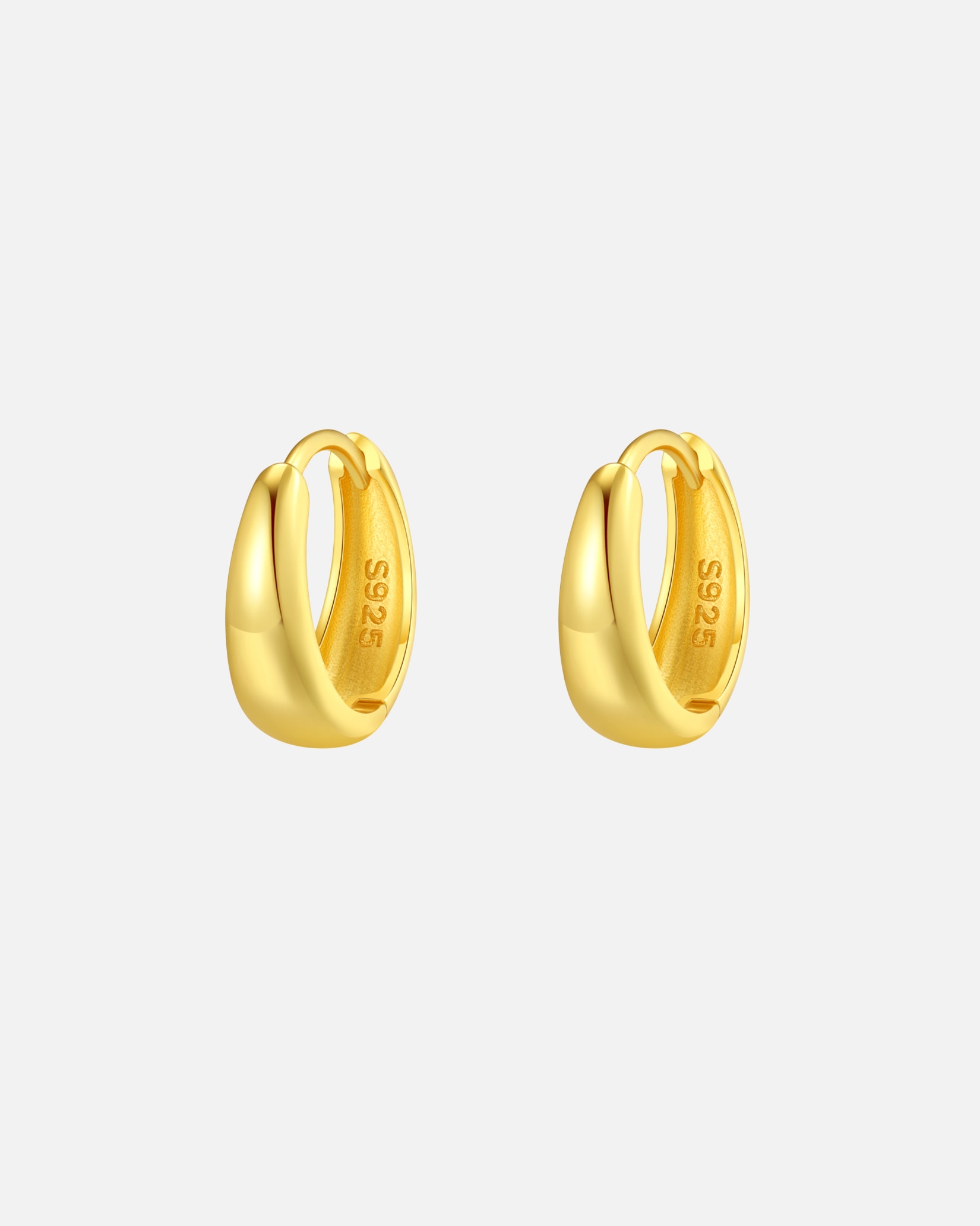 Creolen für Unisex Hey Happiness Default Brand Line Kuppel-Creolen 925 Sterlingsilber Gold