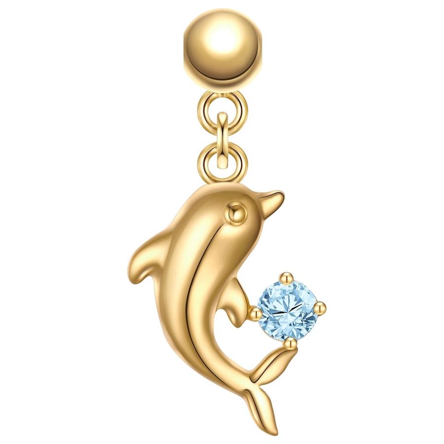 Glanzstücke München Charm Delfin aus Sterling Silber in Gelbdold mit Zirkonia 21,7 mm Damen