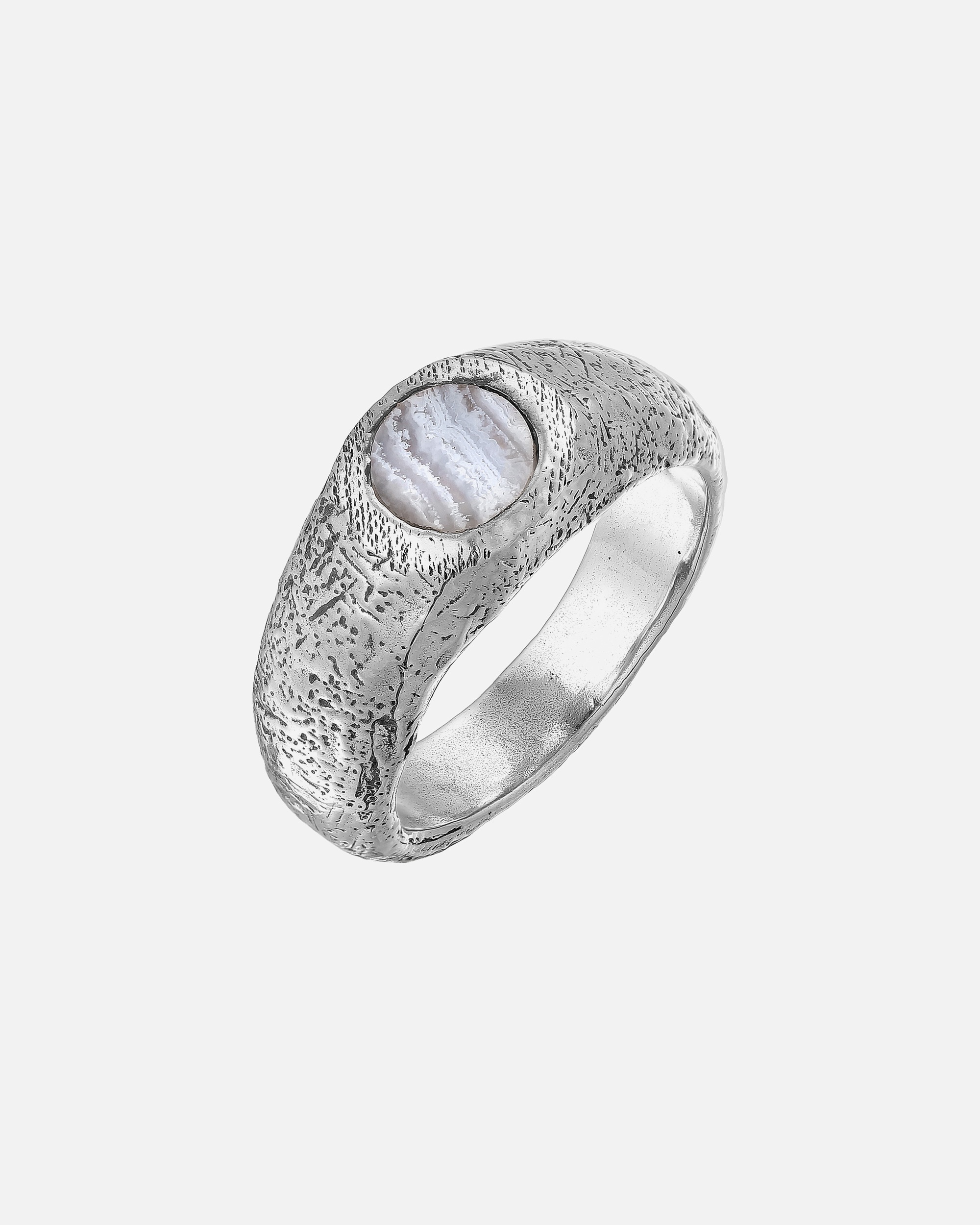 Ring für Männlich Haze & Glory Default Brand Line Siegelring Achat Hellblau 925 Sterling Silber 66