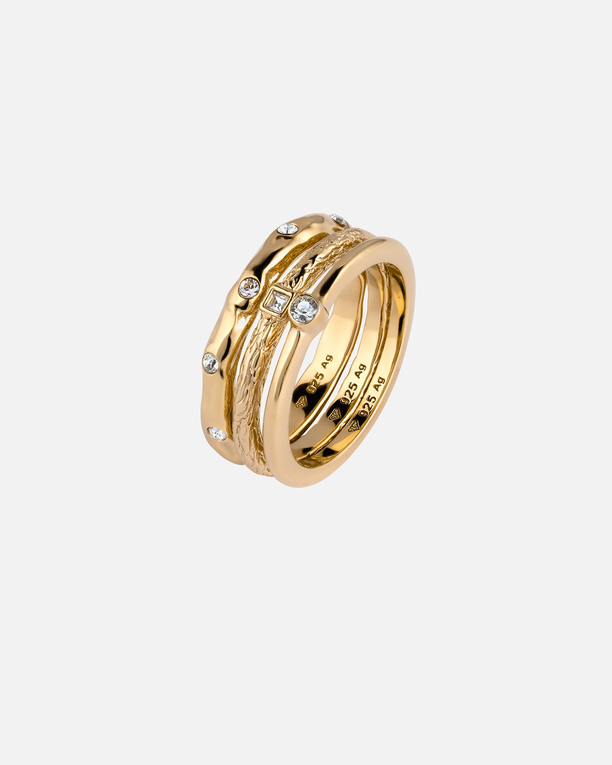 Ring für Weiblich Elli Weiß 3er Set 925 Sterling Silber, mit Kristallen von Swarovski® 58