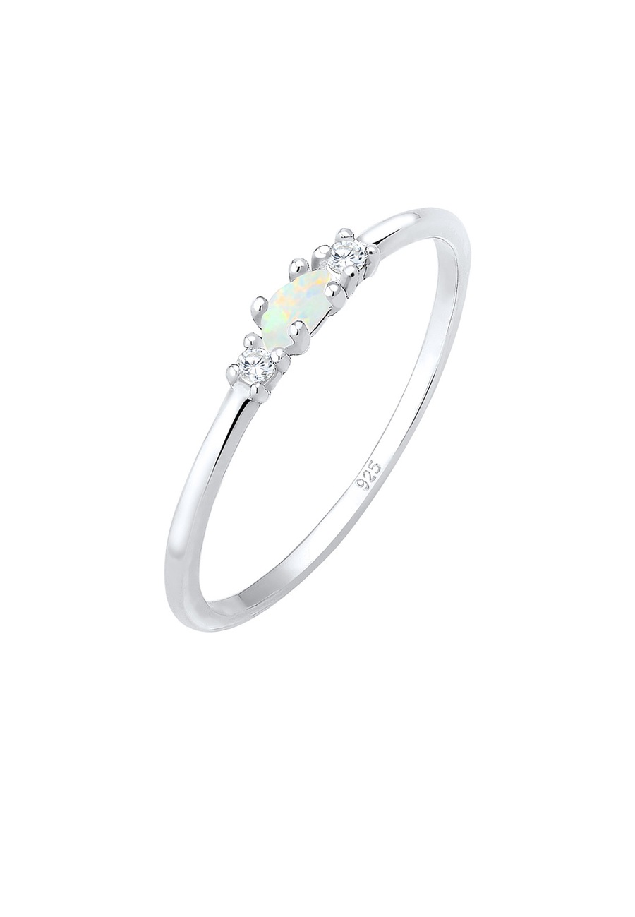Elli Vintage Zirkonia Marquise Opal 925 Sterling Silber vergoldet 56 Damen