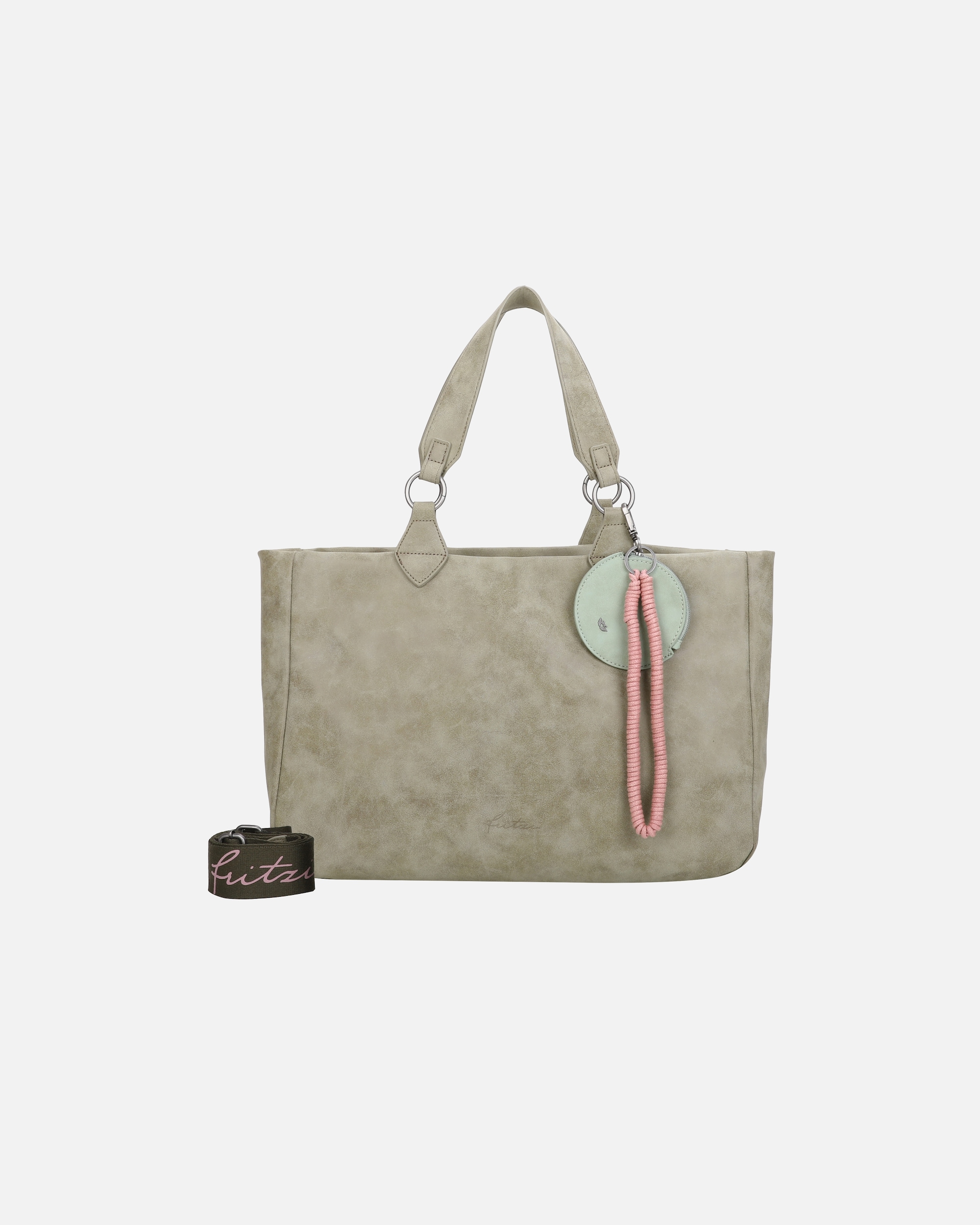 Clutch für Weiblich Fritzi aus Preußen Shopper Izzy Vintage mit Taschen-Anhänger und Schlüsselschlange grün