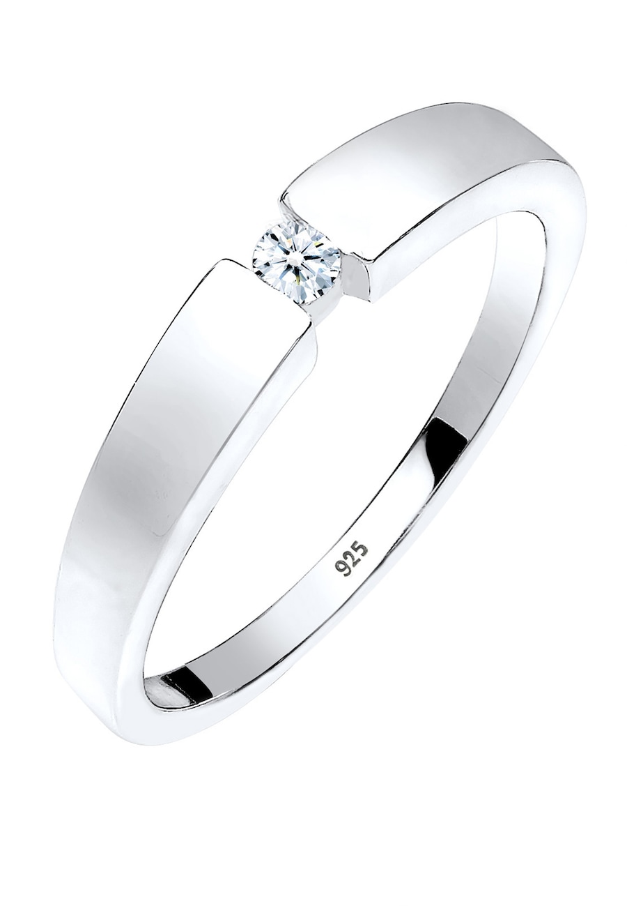 Elli DIAMONDS Klassisch Bandring Diamant 0.06 ct. 925 Silber 56 Damen
