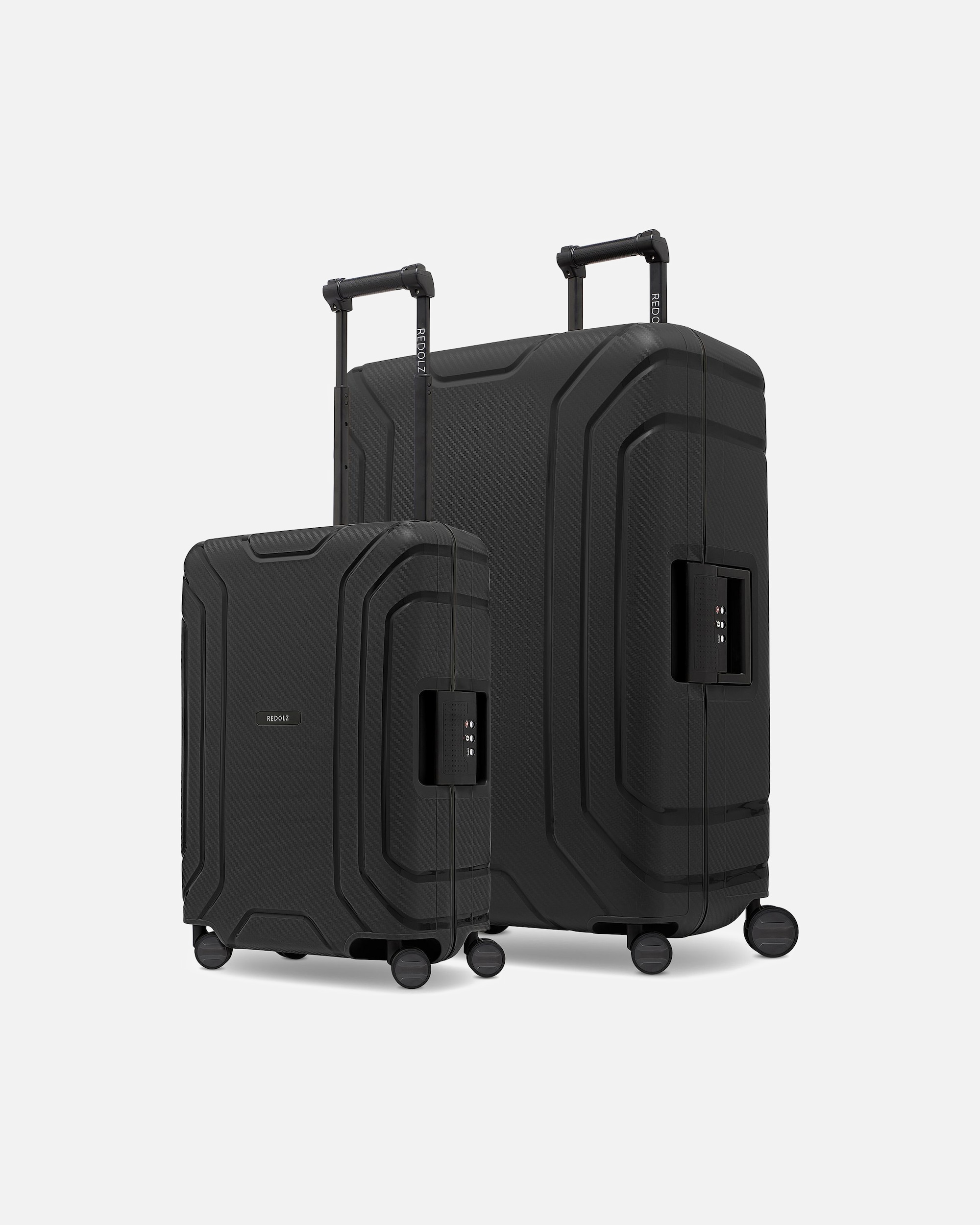 Koffer für Männlich Redolz Essentials 15 4-Rollen 15 Kofferset S+L mit Dreipunktverschluss deep black