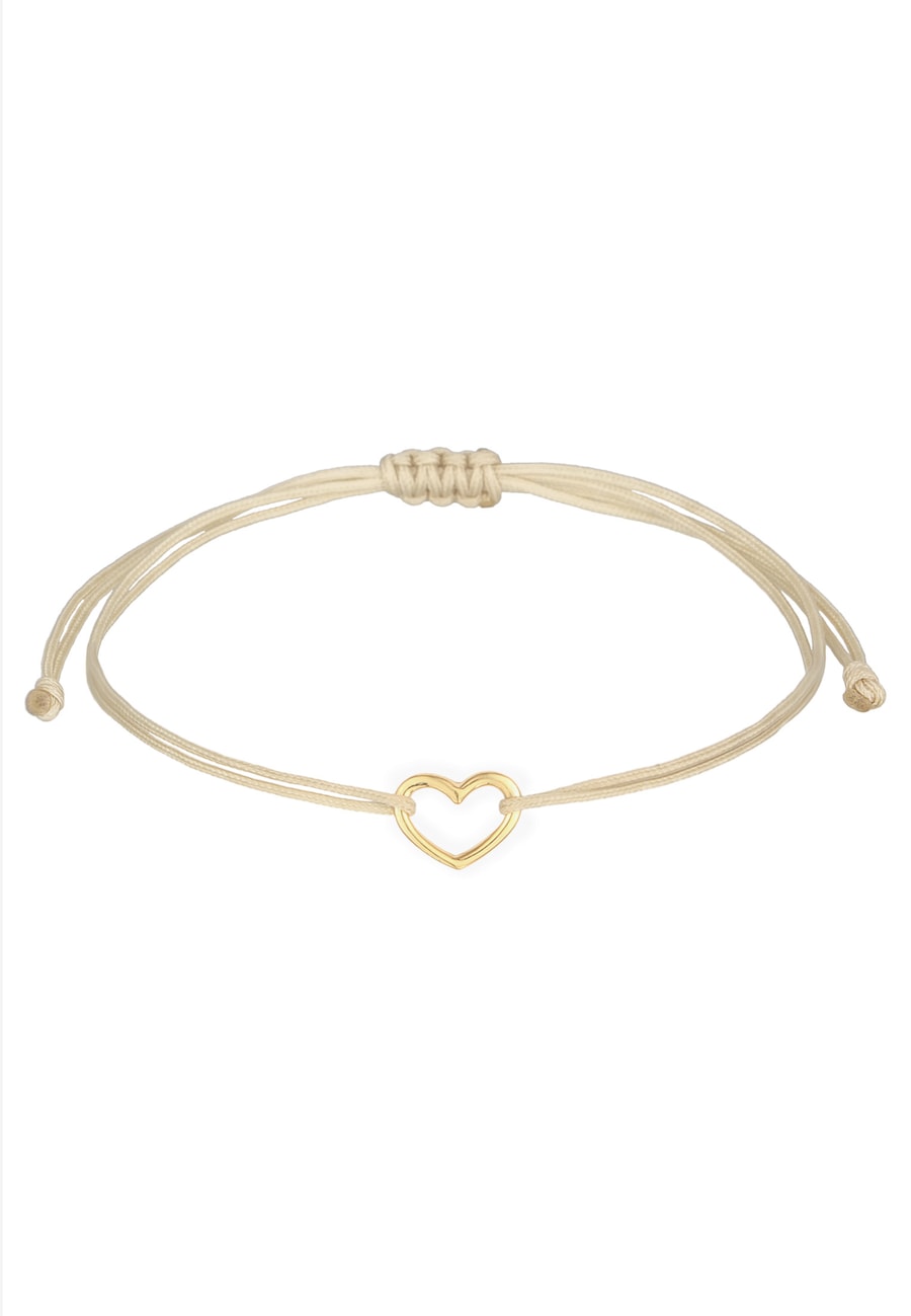 Elli Herz Textilarmband 925 Silber vergoldet goldfarben Damen